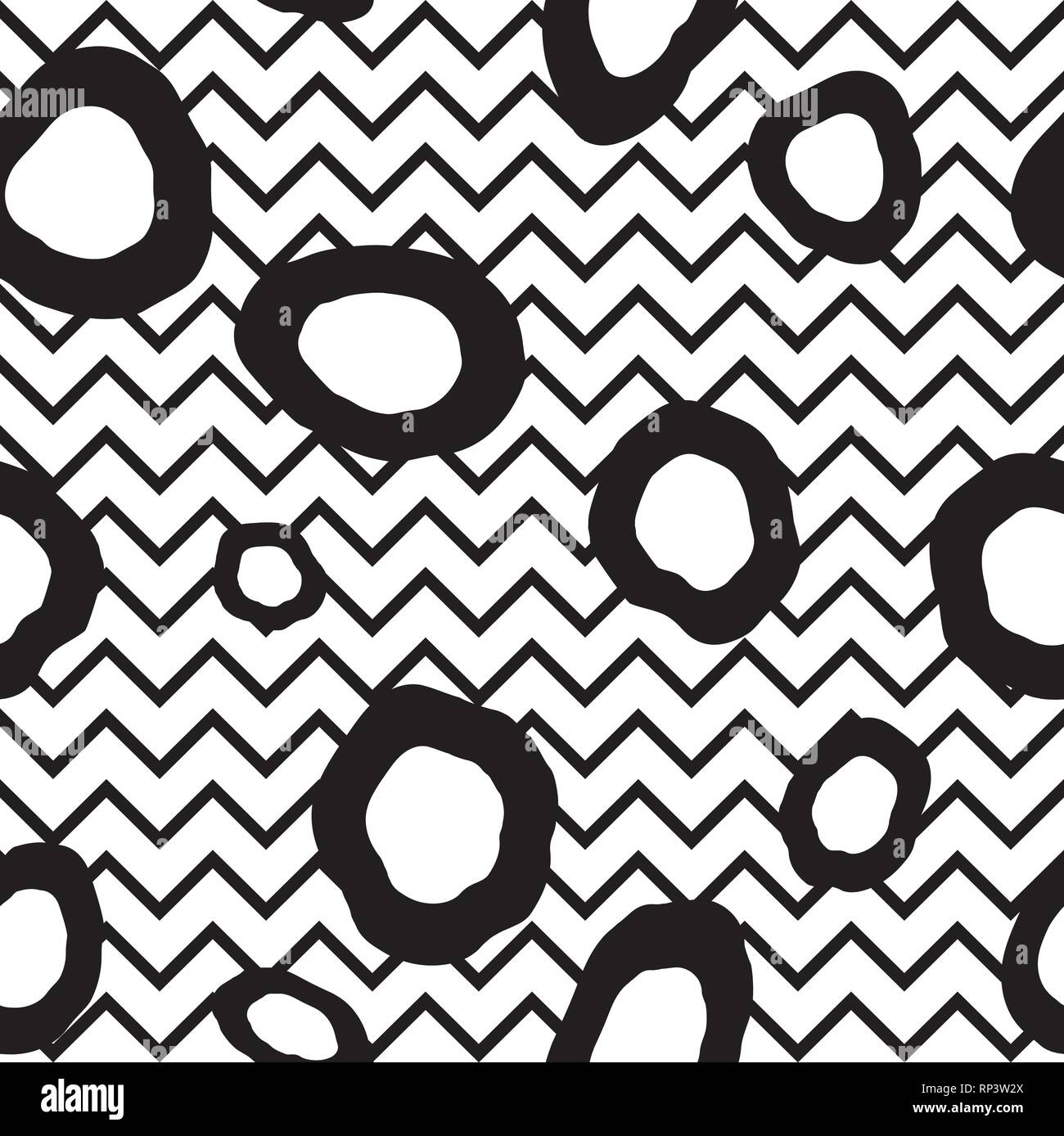 Abstact seamless pattern. A zig-zag e linea dot texture. Linea diagonale in bianco e nero ornamento tratteggiata. Illustrazione Vettoriale