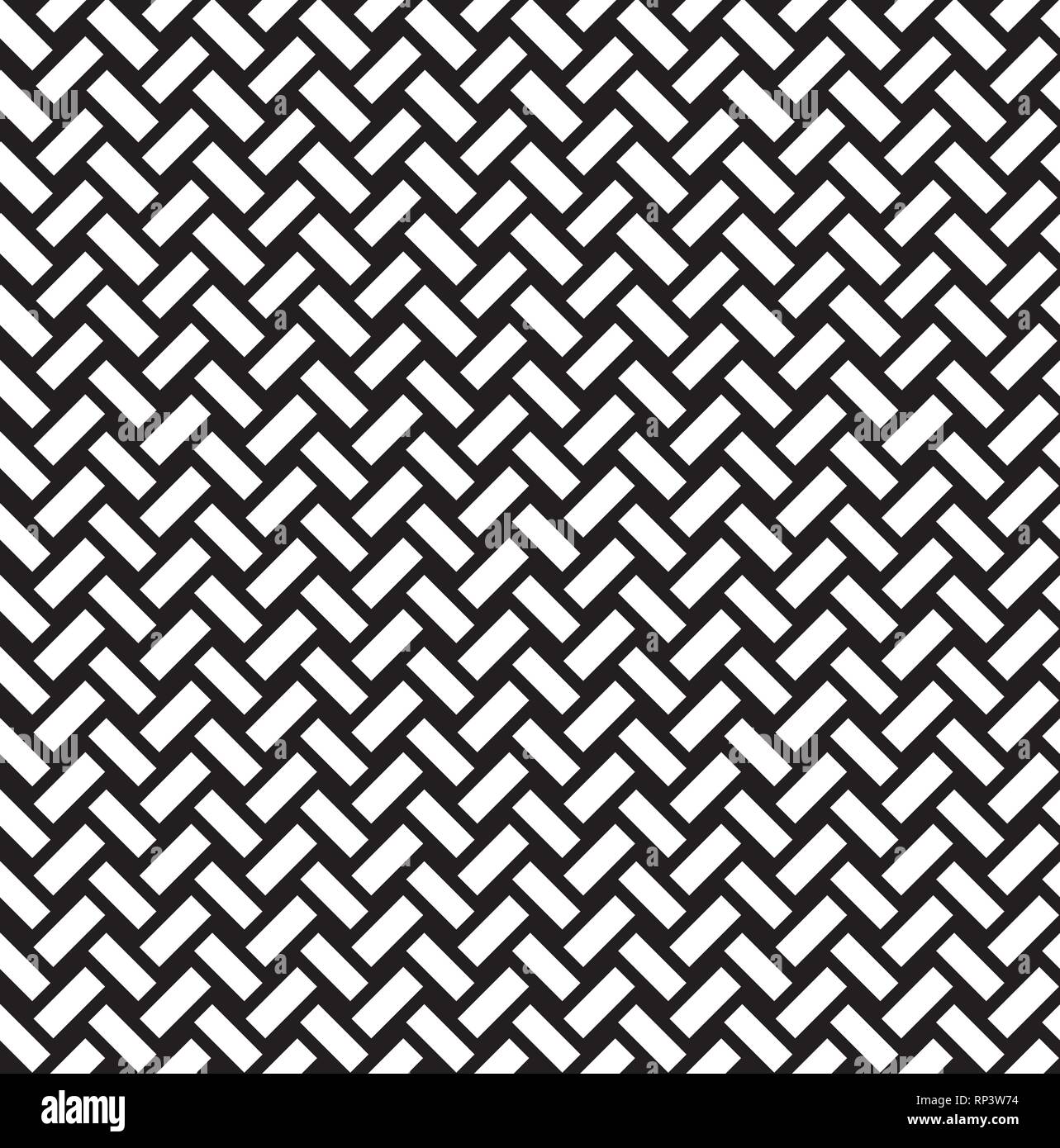 Abstact seamless pattern. Ornamento di mattoni. Linea diagonale texture. Bianco e nero testurizzato sfondo architettonico. Illustrazione Vettoriale