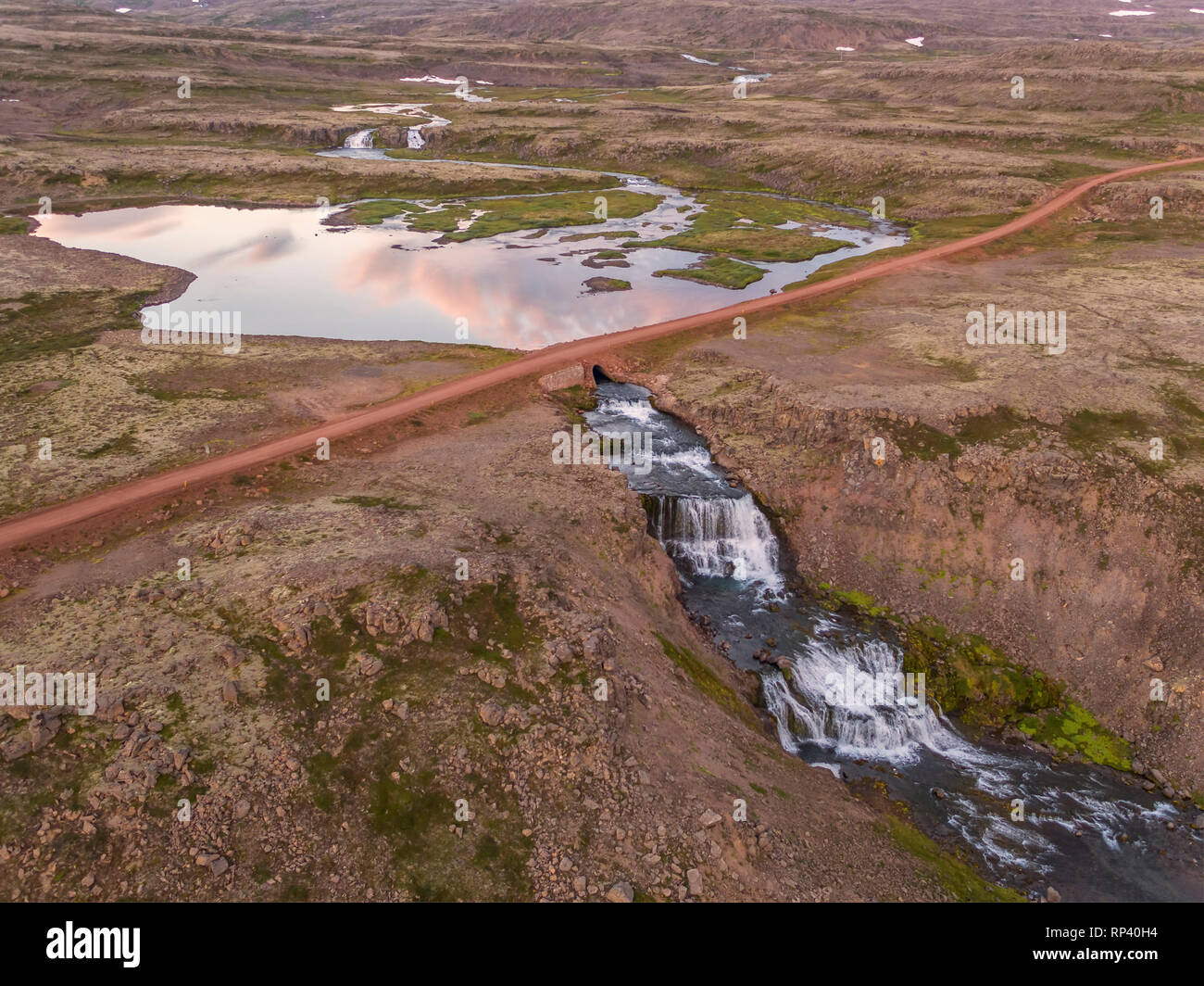 Cascate Dynjandi area, Islanda Foto Stock