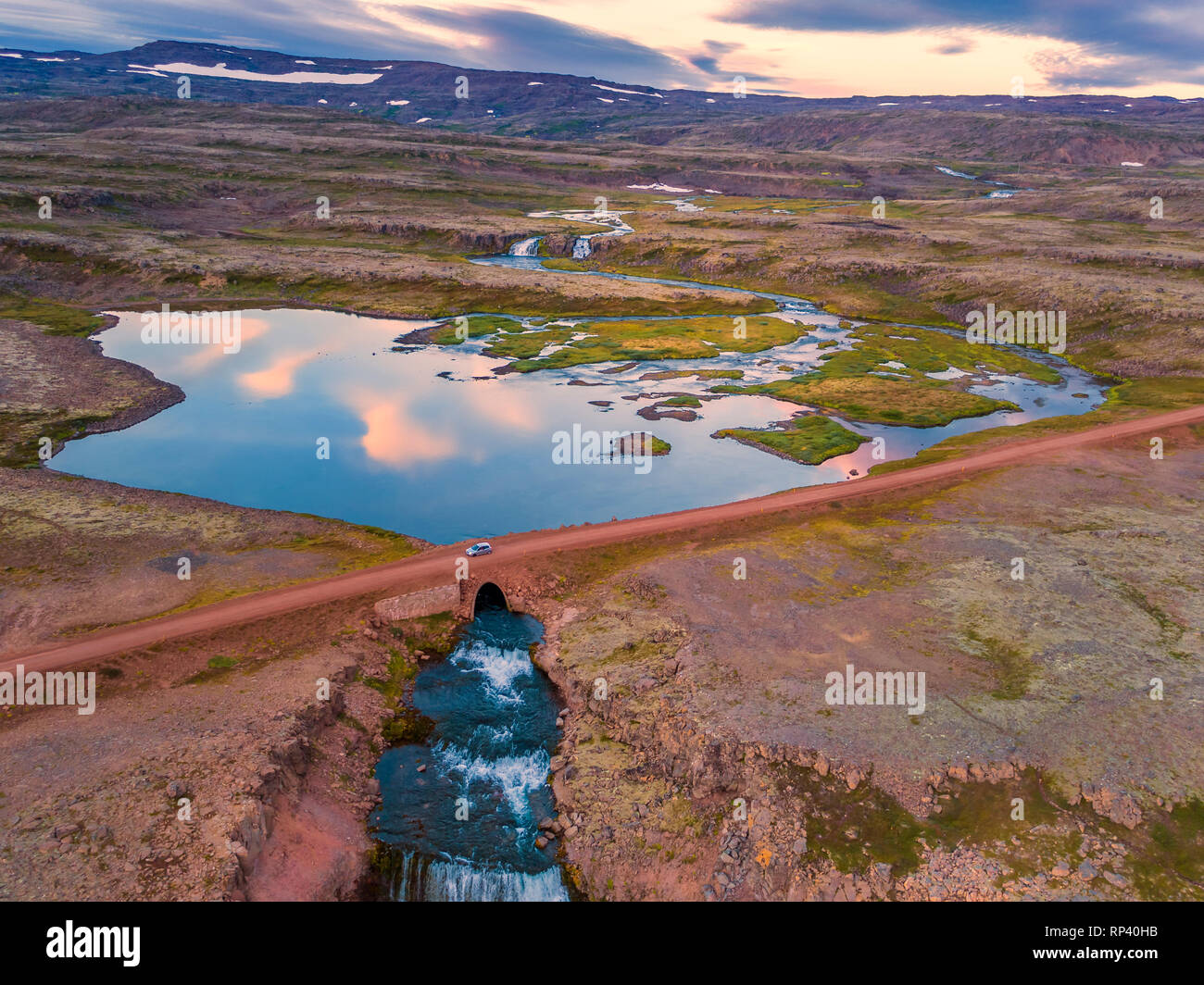 Cascate Dynjandi area, Islanda Foto Stock