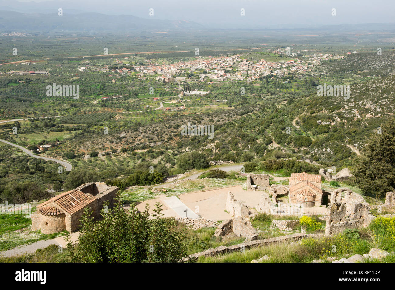 Chiese bizantine in Geraki, antica collina città bizantina, Grecia Foto Stock