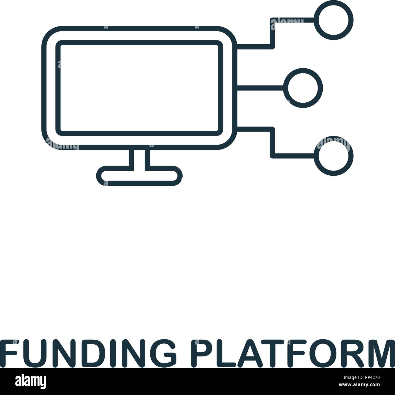 Piattaforma di finanziamento icona di contorno. Linea sottile elemento dal crowdfunding raccolta di icone. Interfaccia utente e UX. Pixel finanziamento perfetta icona della piattaforma per il web design Illustrazione Vettoriale