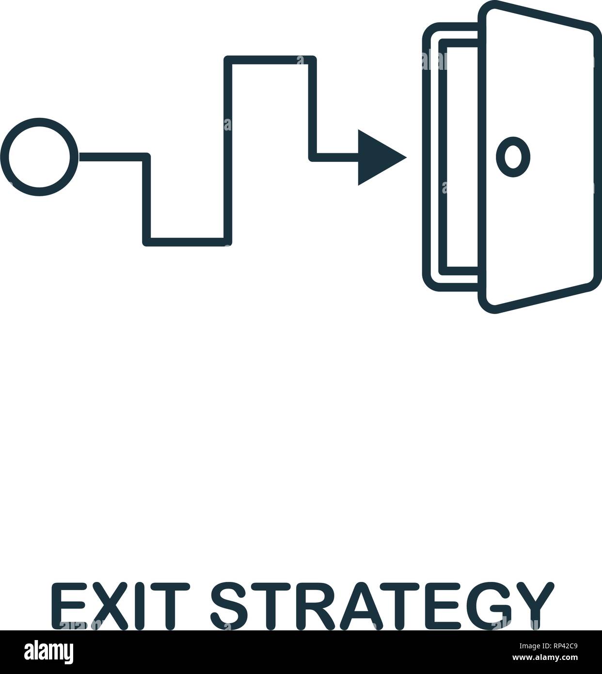 Strategia di uscita icona di contorno. Linea sottile elemento dal crowdfunding raccolta di icone. Interfaccia utente e UX. Pixel perfetta strategia di uscita icona per web design, applicazioni Illustrazione Vettoriale