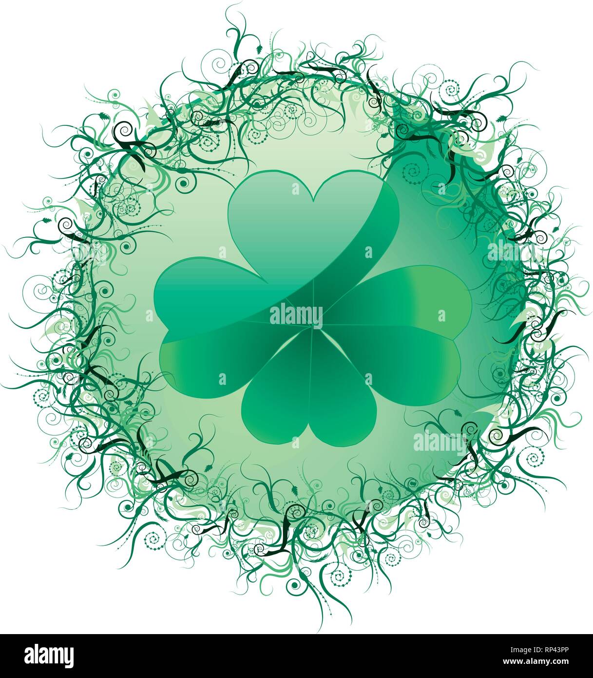 Verde pulsante di trifoglio per St.Patrick giorno, illustrazione vettoriale Illustrazione Vettoriale