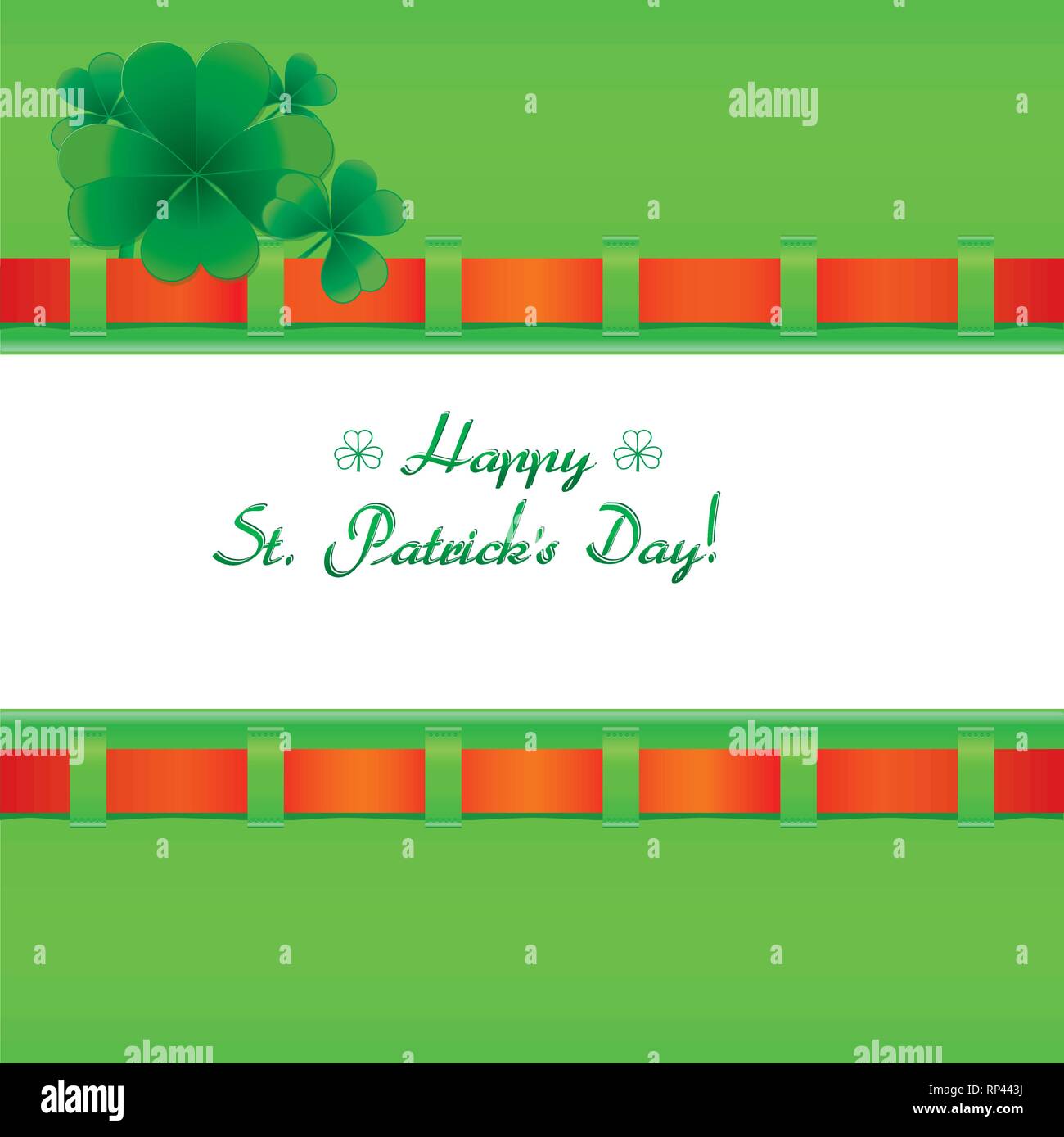 Sfondo con trifogli per St.Patrick's day con una felice trifoglio, illustrazione vettoriale Illustrazione Vettoriale
