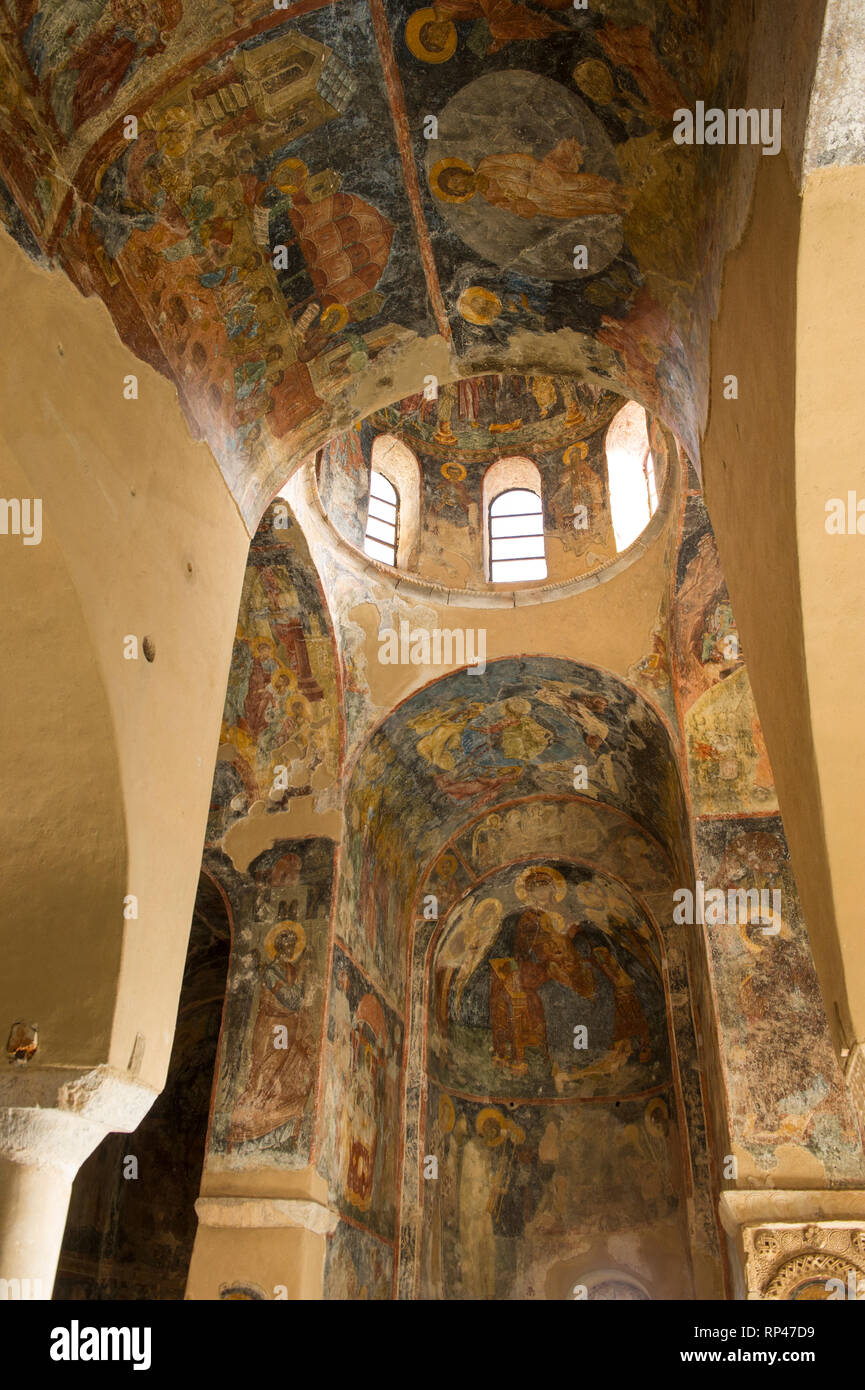 Dipinto interno del Monastero Peribleptos, la vecchia città di Mistra, del Peloponneso, della Grecia Foto Stock