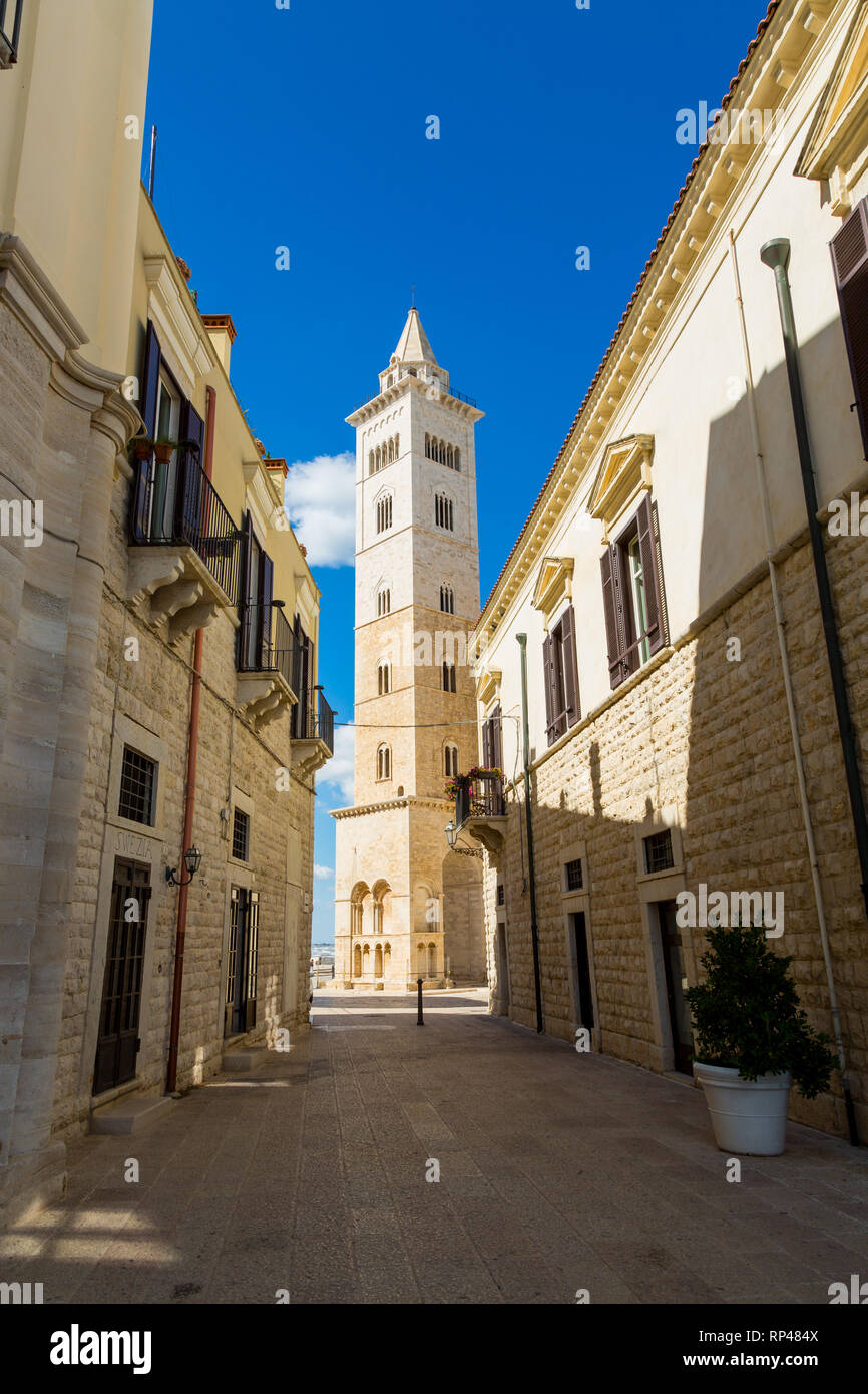 La torre della cattedrale della città di Trani, regione Puglia, Italia Meridionale Foto Stock