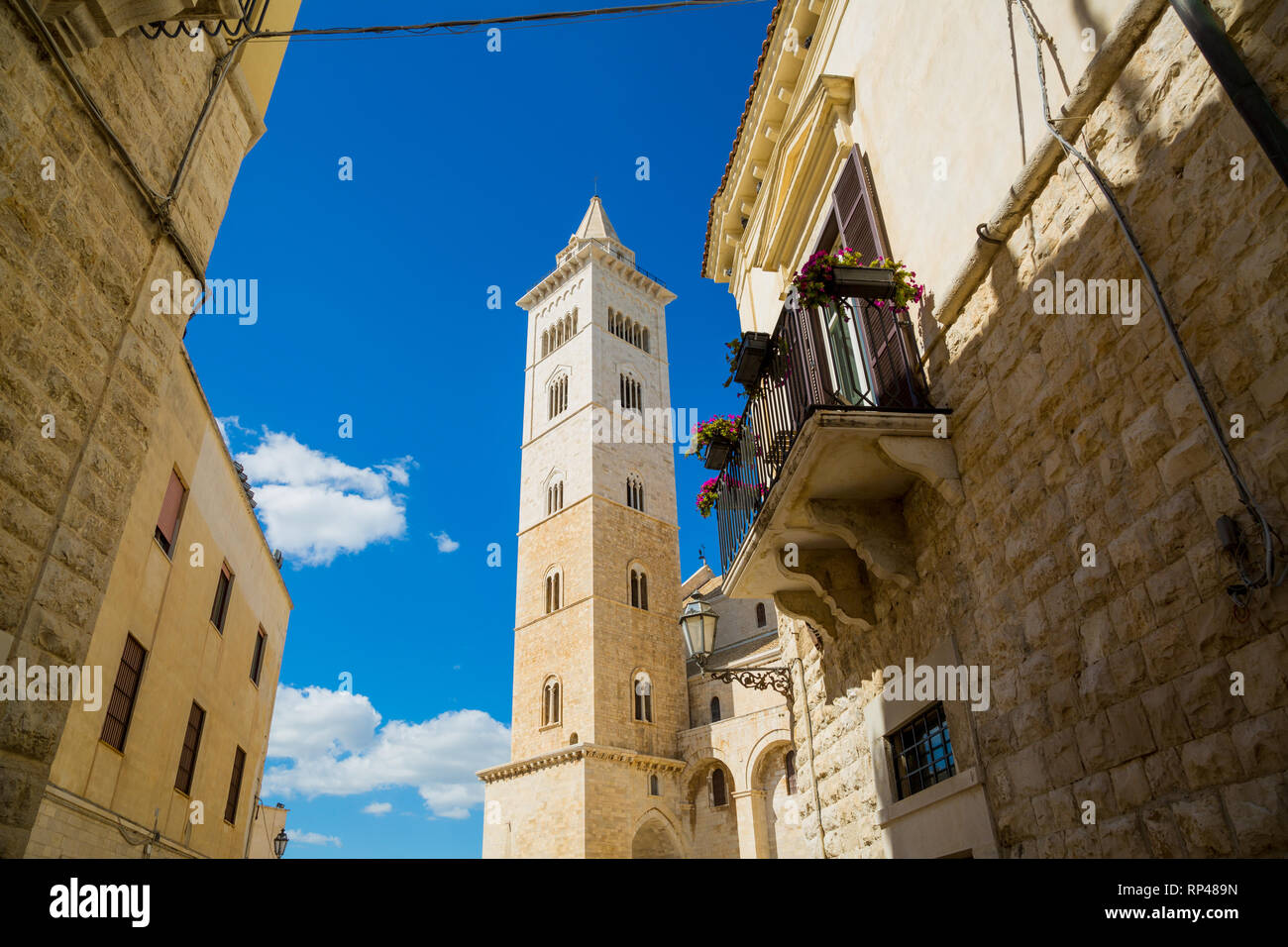 La torre della cattedrale della città di Trani, regione Puglia, Italia Meridionale Foto Stock