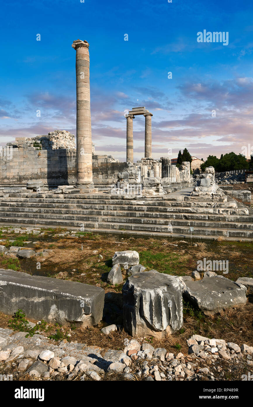 Immagine delle rovine dell' Antica Grecia Ionica Didyma Tempio di Apollo e home per l'oracolo di Apollo. Noto anche come il Didymaion completato circa Foto Stock