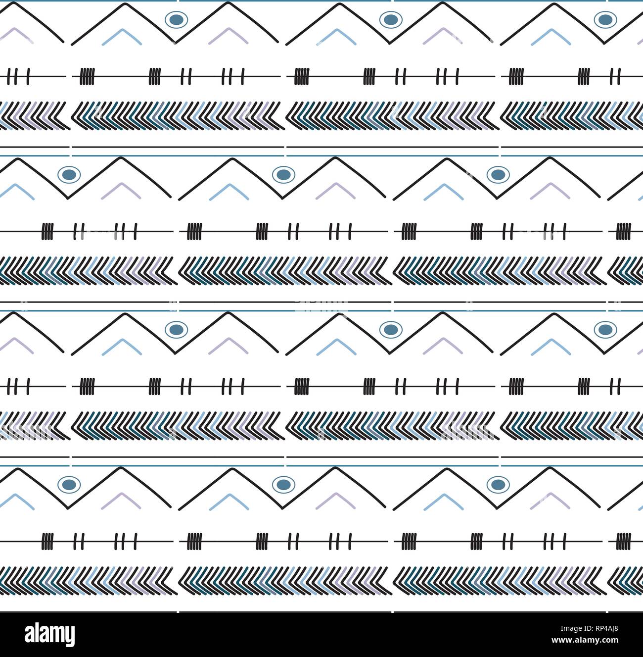 Seamless pattern in stile Boho etnico e tribale. Illustrazione Vettoriale