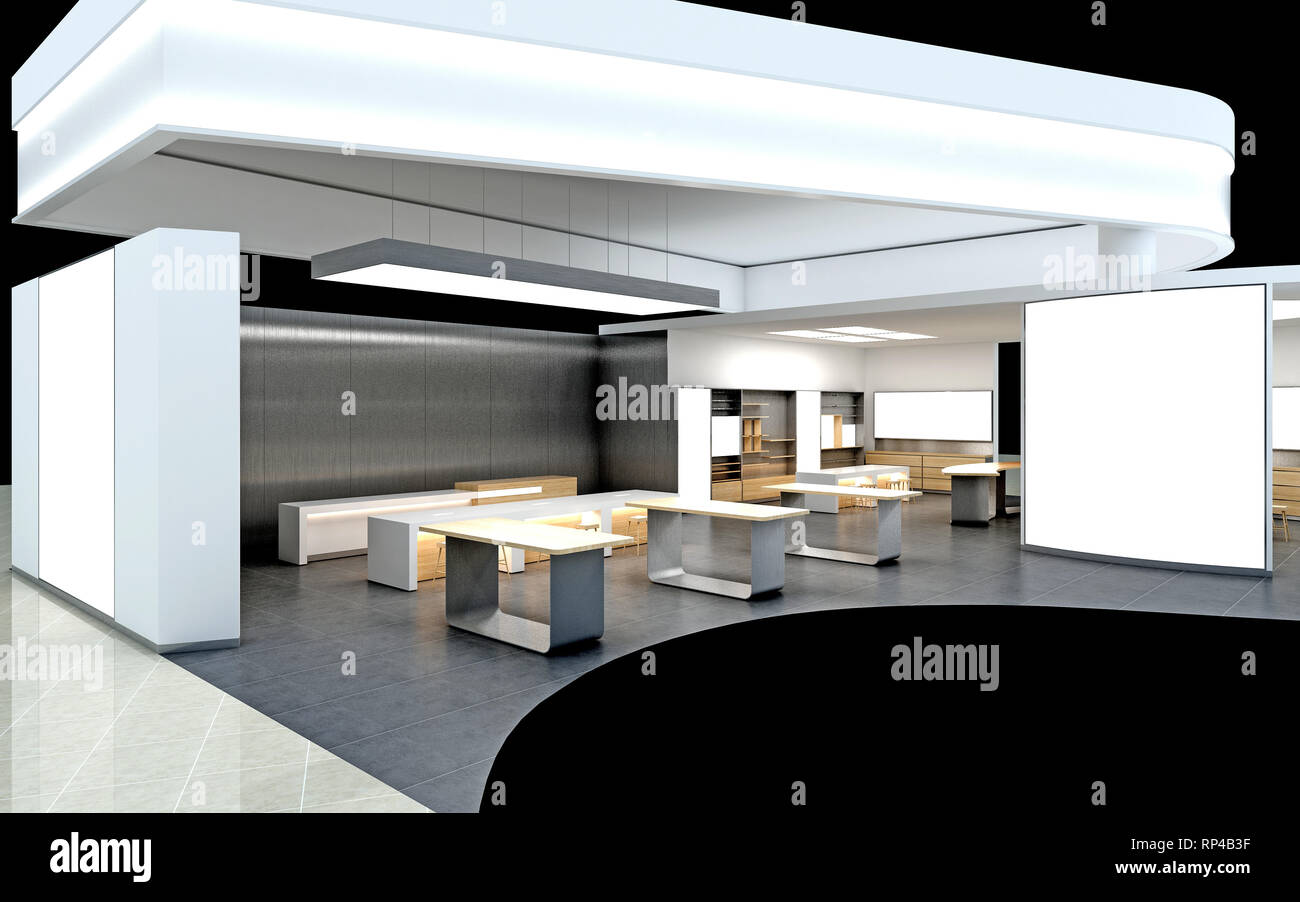 3D render di exhibition design stand Foto Stock