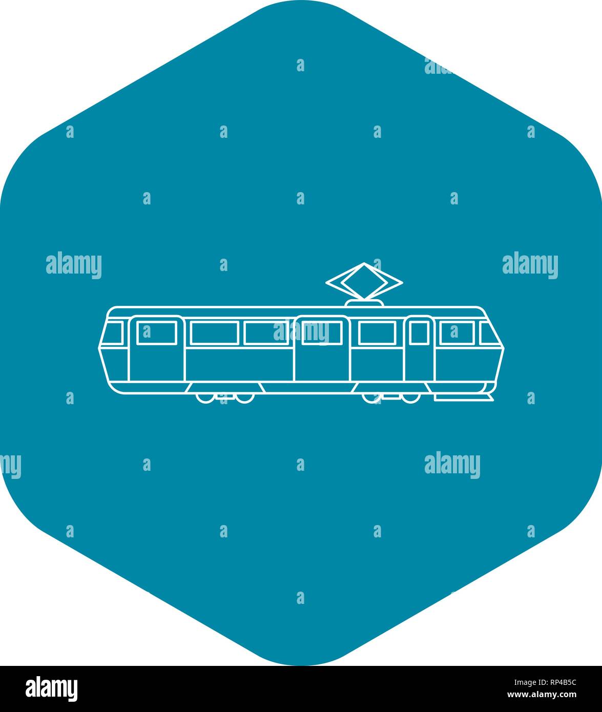 Icona del tram, stile contorno Illustrazione Vettoriale