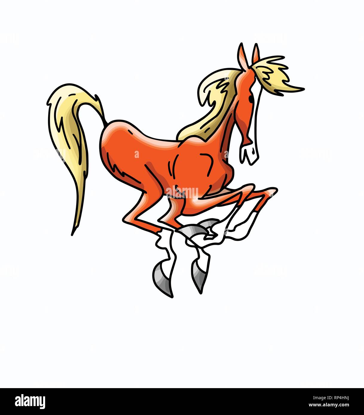 Un marrone cartoon horse running illustrazione vettoriale Illustrazione Vettoriale