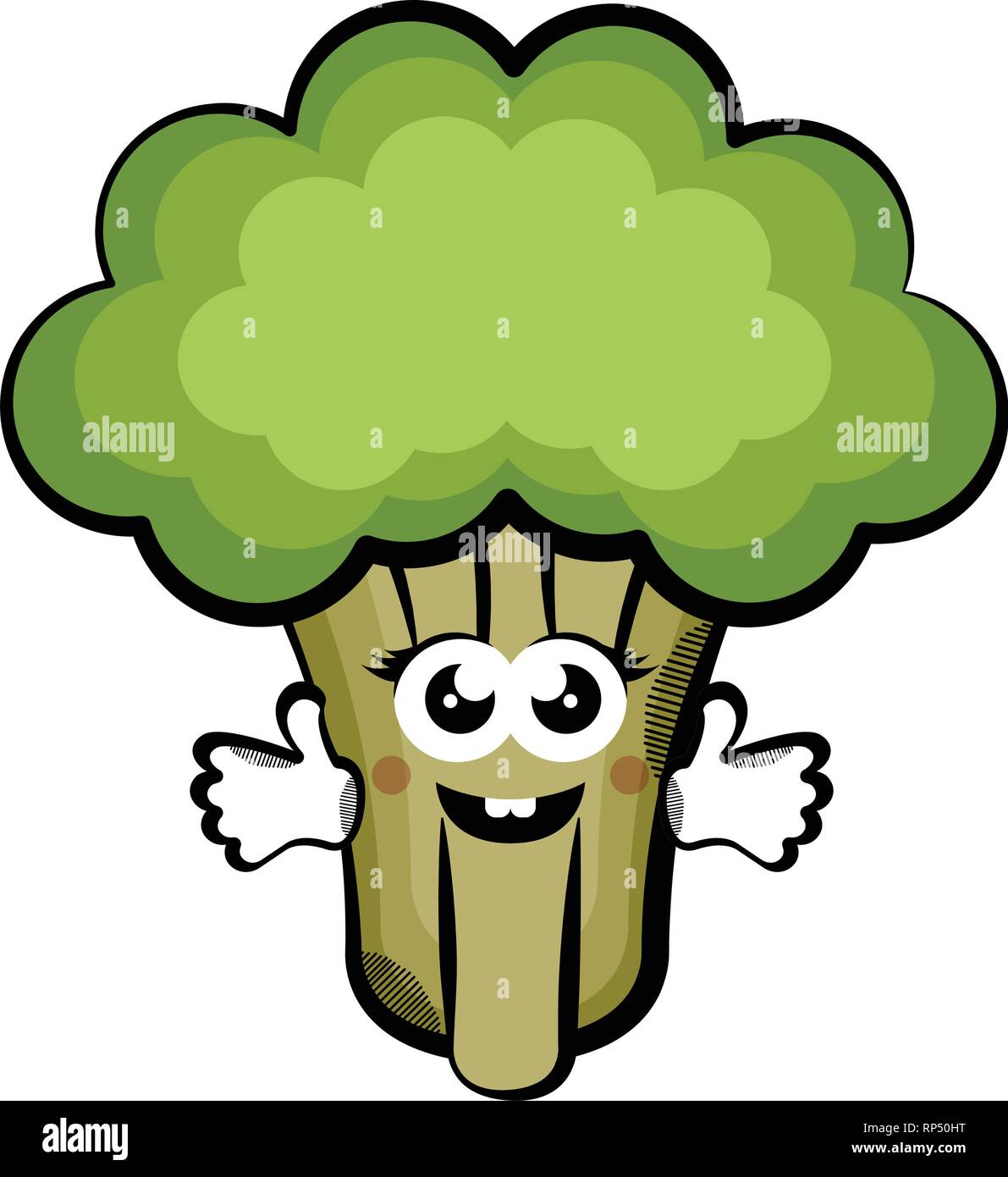 Felice broccoli cartoon. Schizzo colorati Illustrazione Vettoriale
