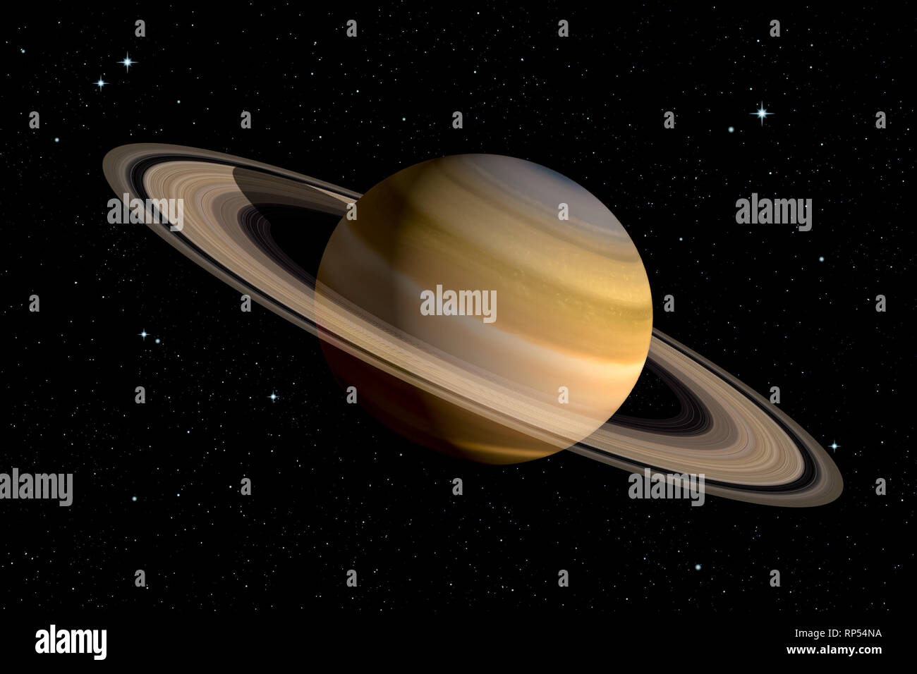 Realistiche in 3D rendering del pianeta Saturno con i suoi anelli. Illustrazione dello spazio. Alcuni elementi arredate dalla NASA. Foto Stock