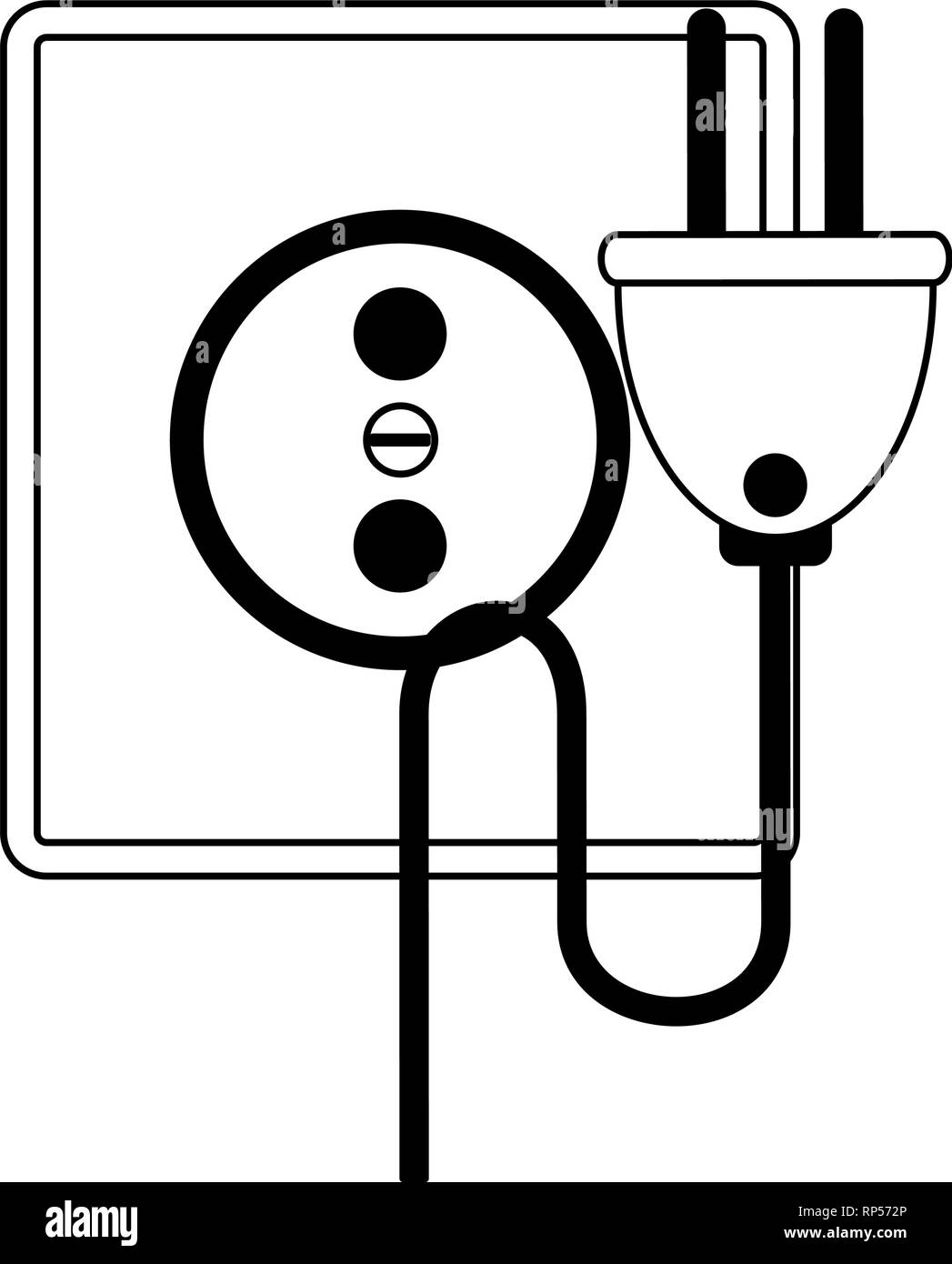 Spina elettrica e shuffle in bianco e nero Illustrazione Vettoriale