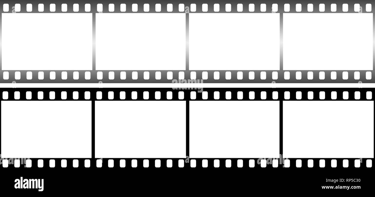 Pellicole fotografiche in forma di telaio su sfondo bianco. Copia spazio per il testo Foto Stock