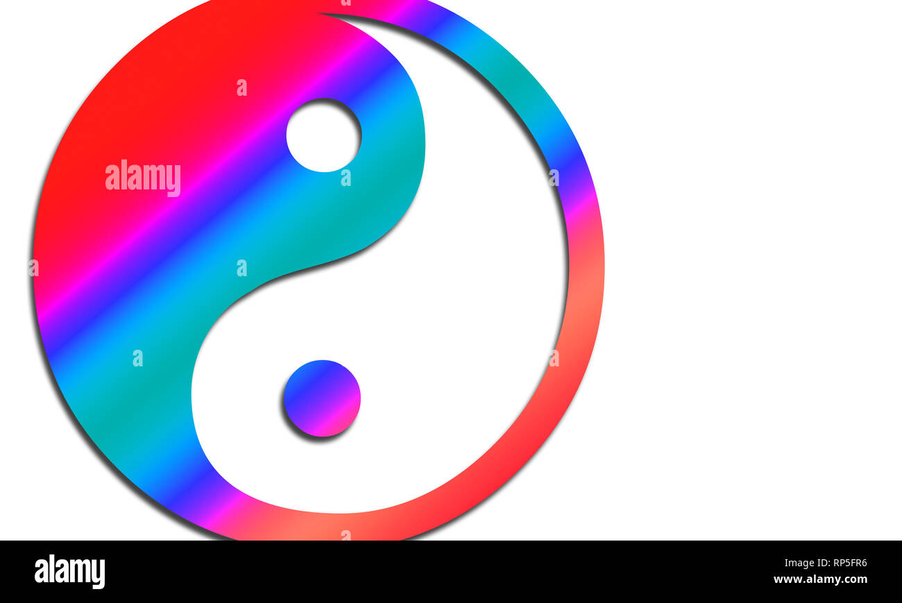 Yin Yang simbolo isolato su uno sfondo bianco Foto Stock