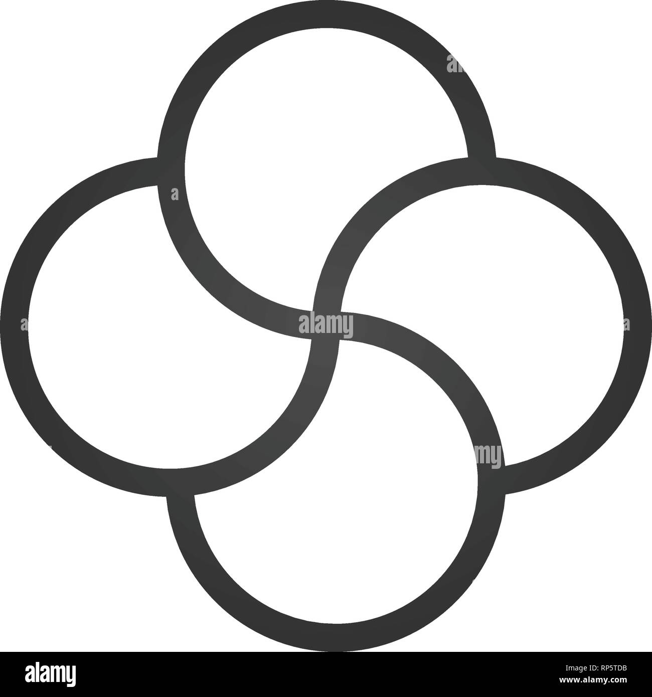Quadruple knot vettore, tattoo design vettoriali, croce nodo, quattro ali, intelligente, elica di logo. Illustrazione di vettore isolato su bianco Illustrazione Vettoriale