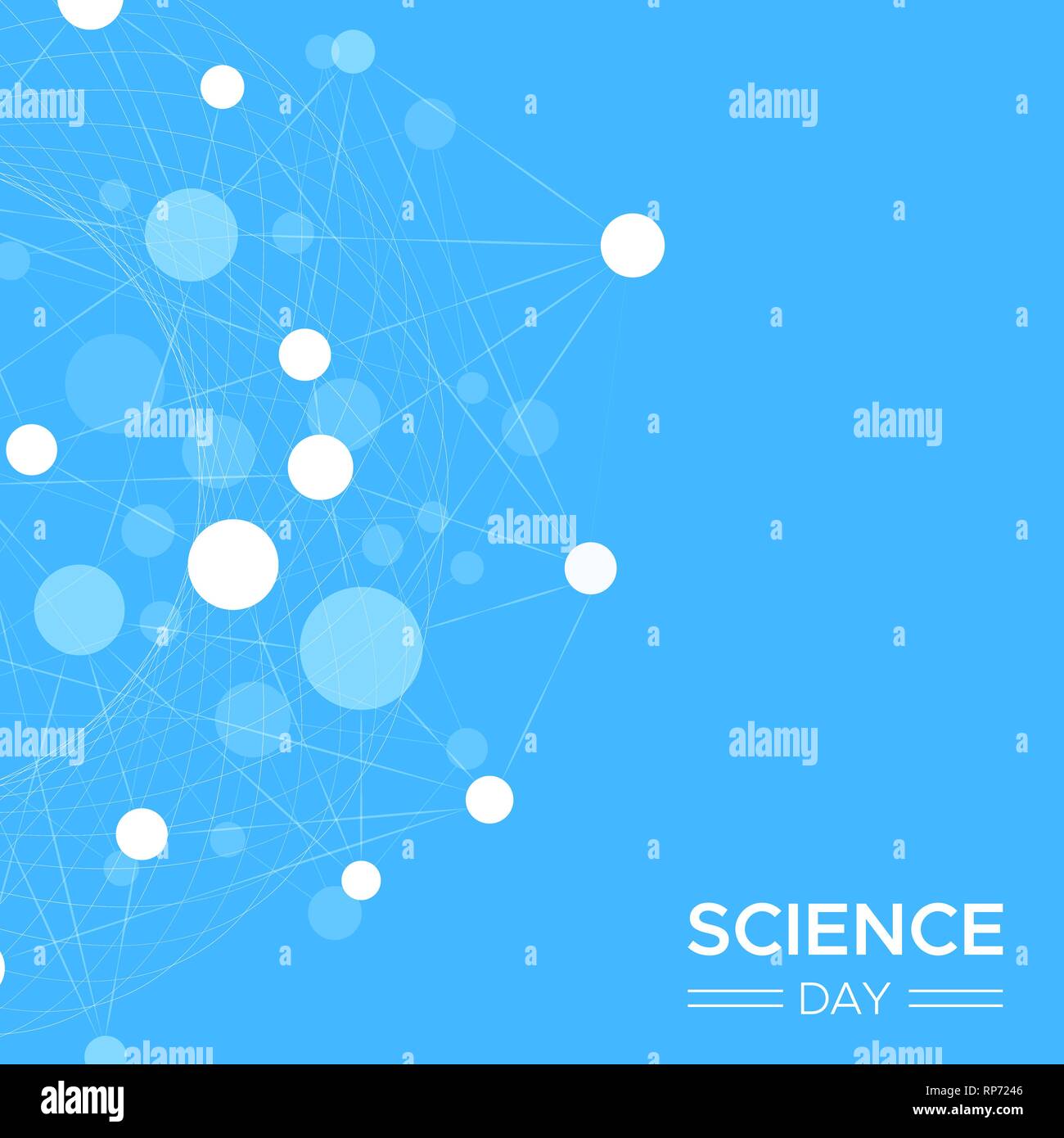La scienza giorno greeting card illustrazione astratto del disegno geometrico in background per la ricerca e l'istruzione concetto tecnologico. Illustrazione Vettoriale