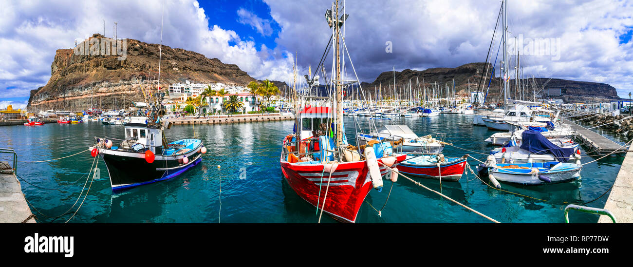 Bella Puerto de Mogan village,Gran Canaria,Spagna. Foto Stock