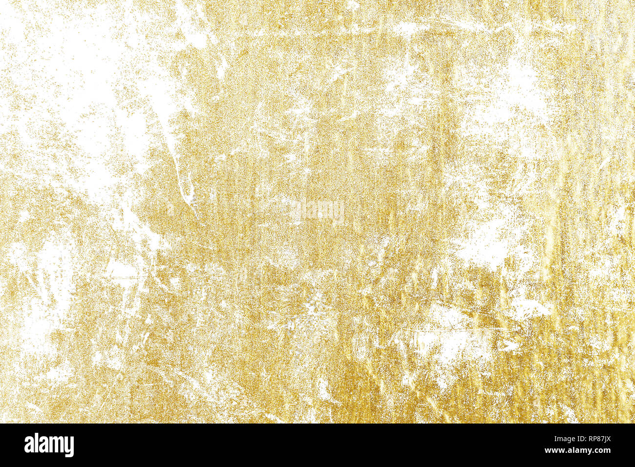 Spruzzi d'oro Texture. Tratto di pennello elemento di design. Oro texture acquerello modello di crepe, graffi, patatine, Macchie Macchie di inchiostro, linee Foto Stock