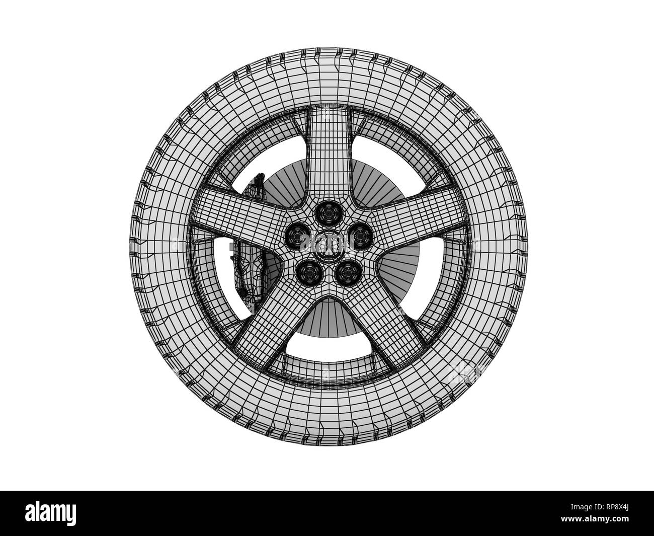Pneumatici di scheletro isolati su sfondo bianco. Immagine ad alta risoluzione Foto Stock