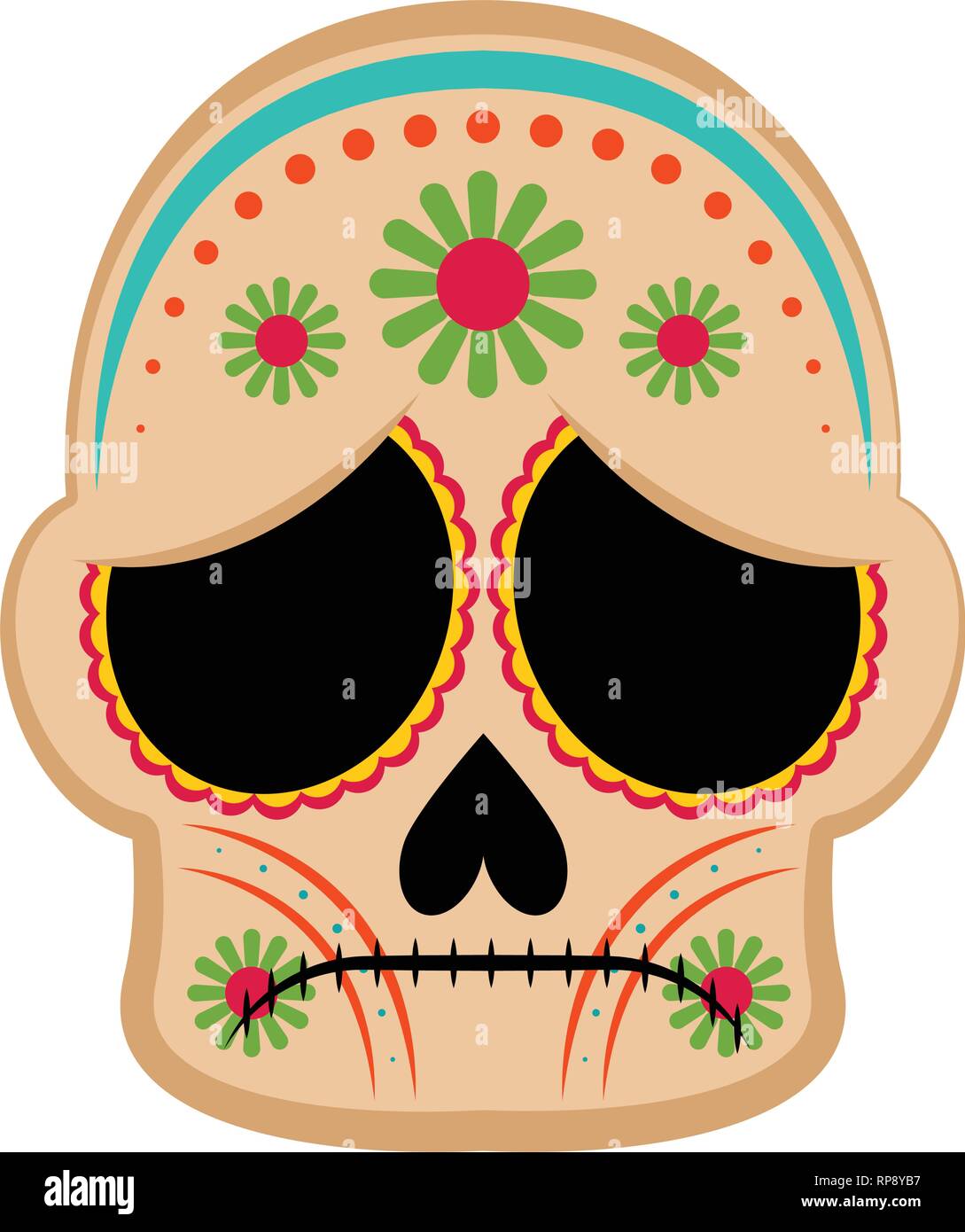 Triste colorato teschio messicano Immagine e Vettoriale - Alamy