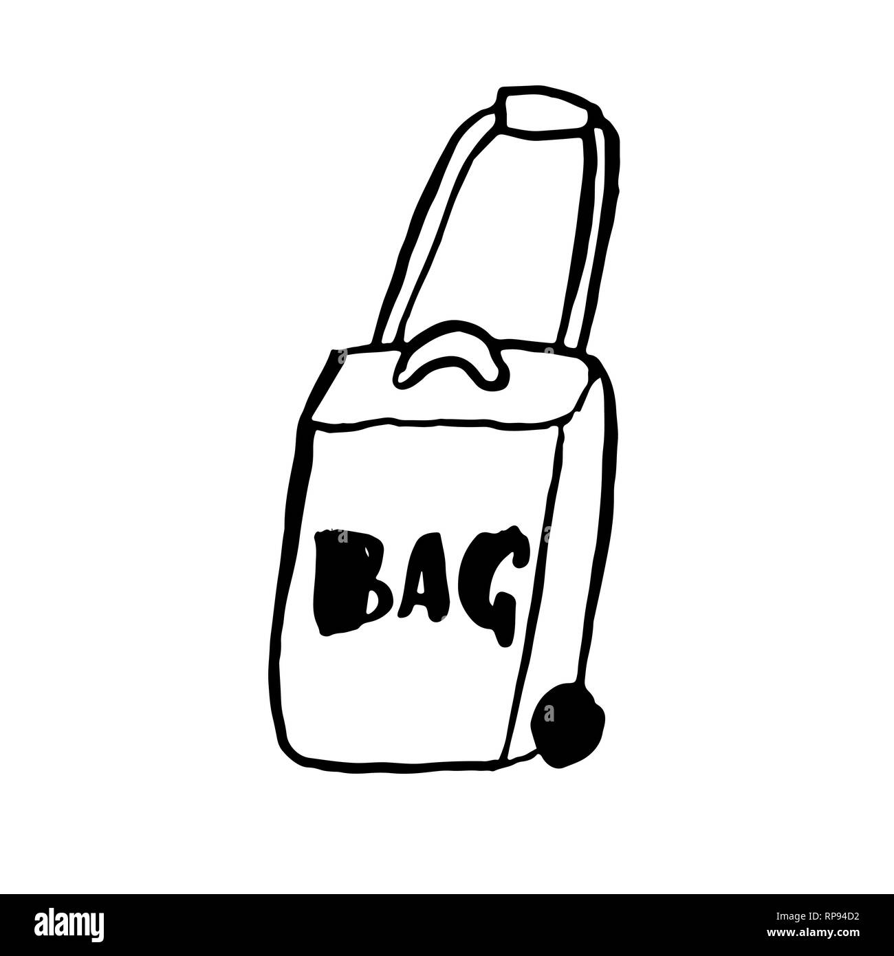 Borsa da viaggio icona grunge. Vettore disegnati a mano illustrazione. Illustrazione Vettoriale