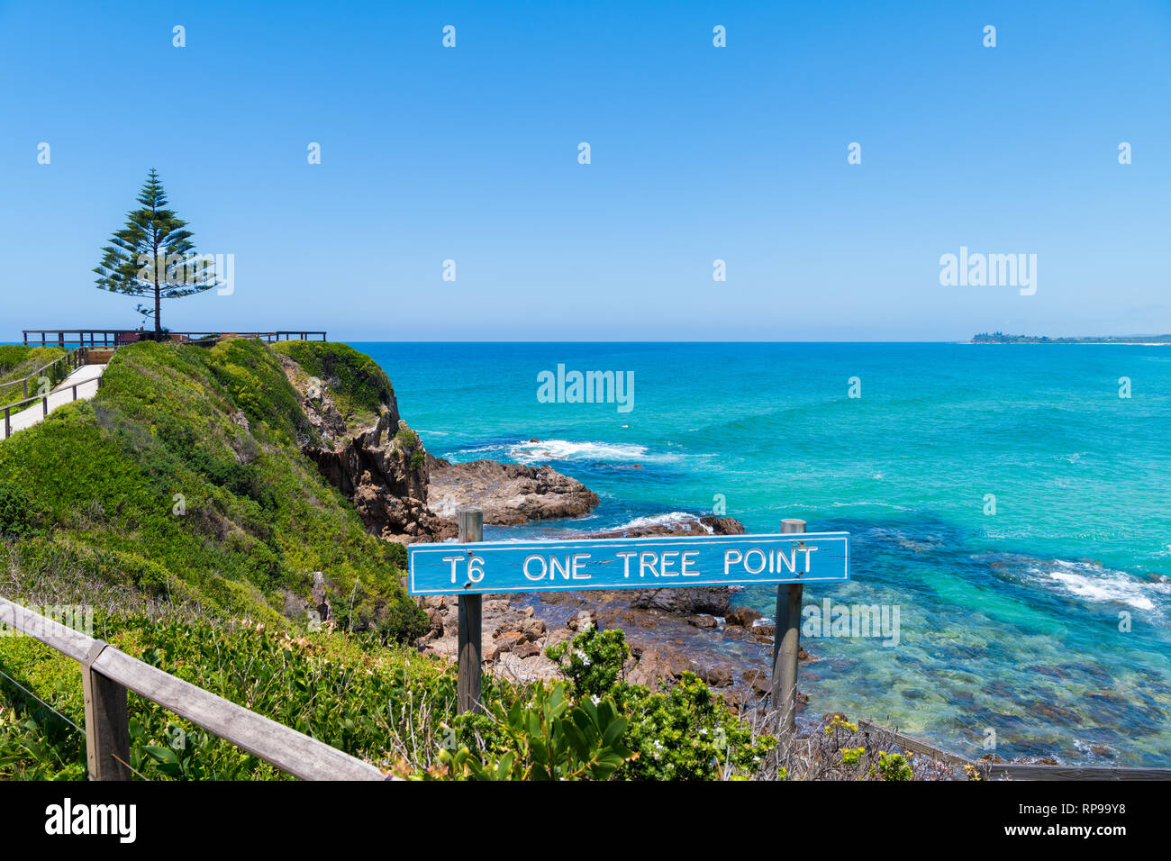 One Tree Point Beach, NSW, Australia-Dec 26, 2018: vista su un punto della struttura Costa, Eurobodalla, una splendida località di fuga e di fuga perfetta su Foto Stock
