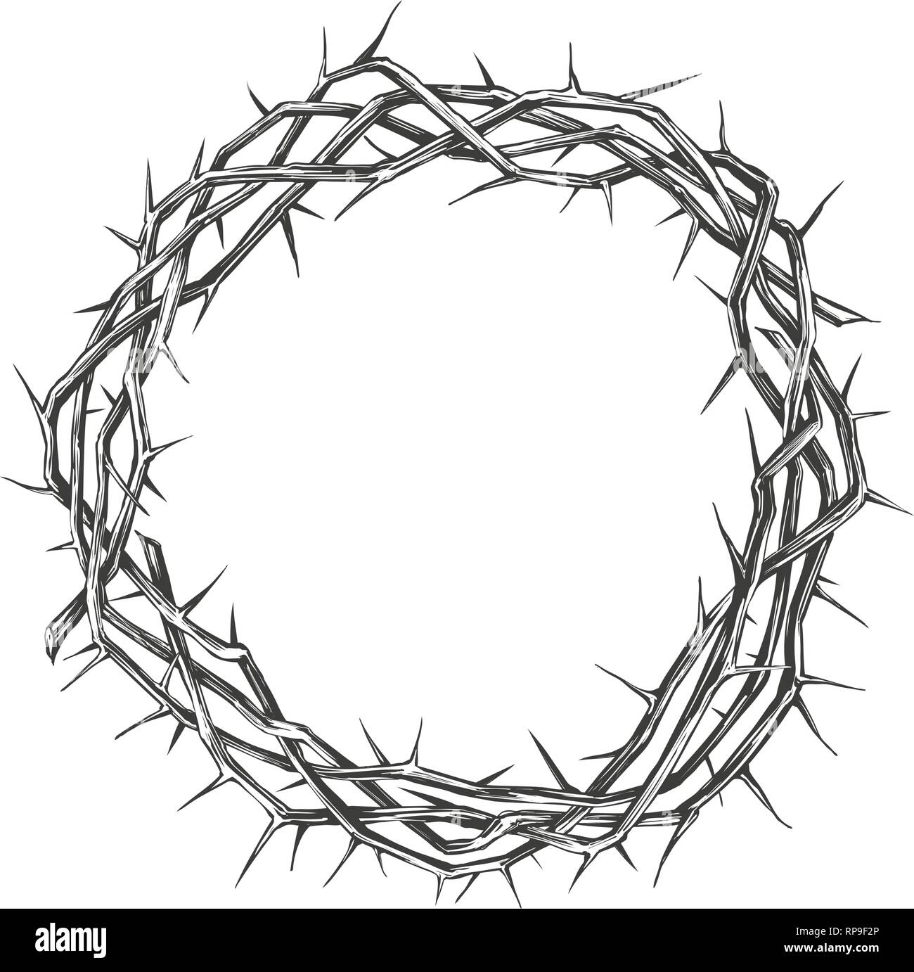 La corona di spine, pasqua simbolo religioso del cristianesimo disegnati a mano illustrazione vettoriale schizzo Illustrazione Vettoriale
