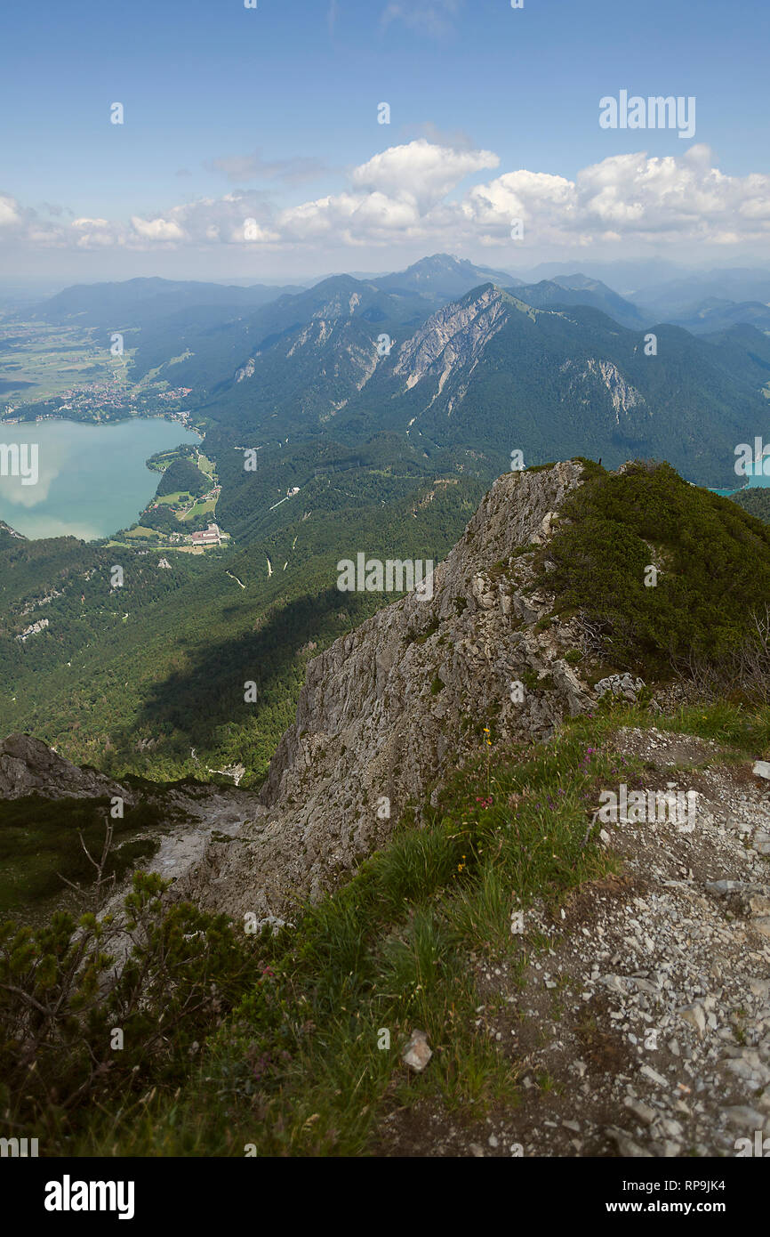 Vista dalla montagna Herzogstand, Baviera, Germania Foto Stock