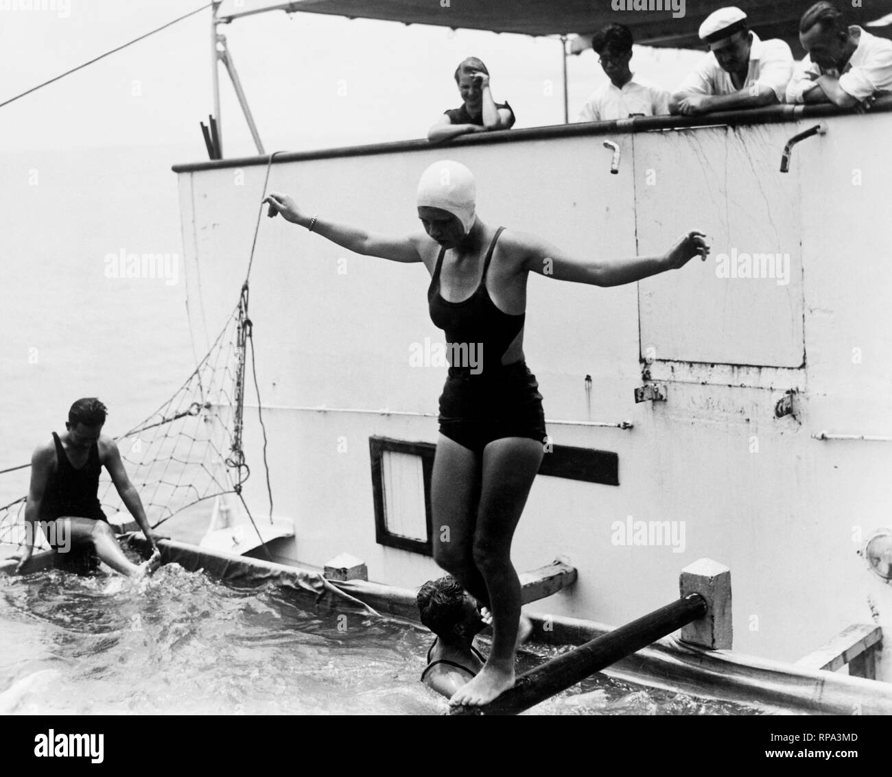 Terza di classe la piscina, conte verde transatlantica, 1930 Foto Stock