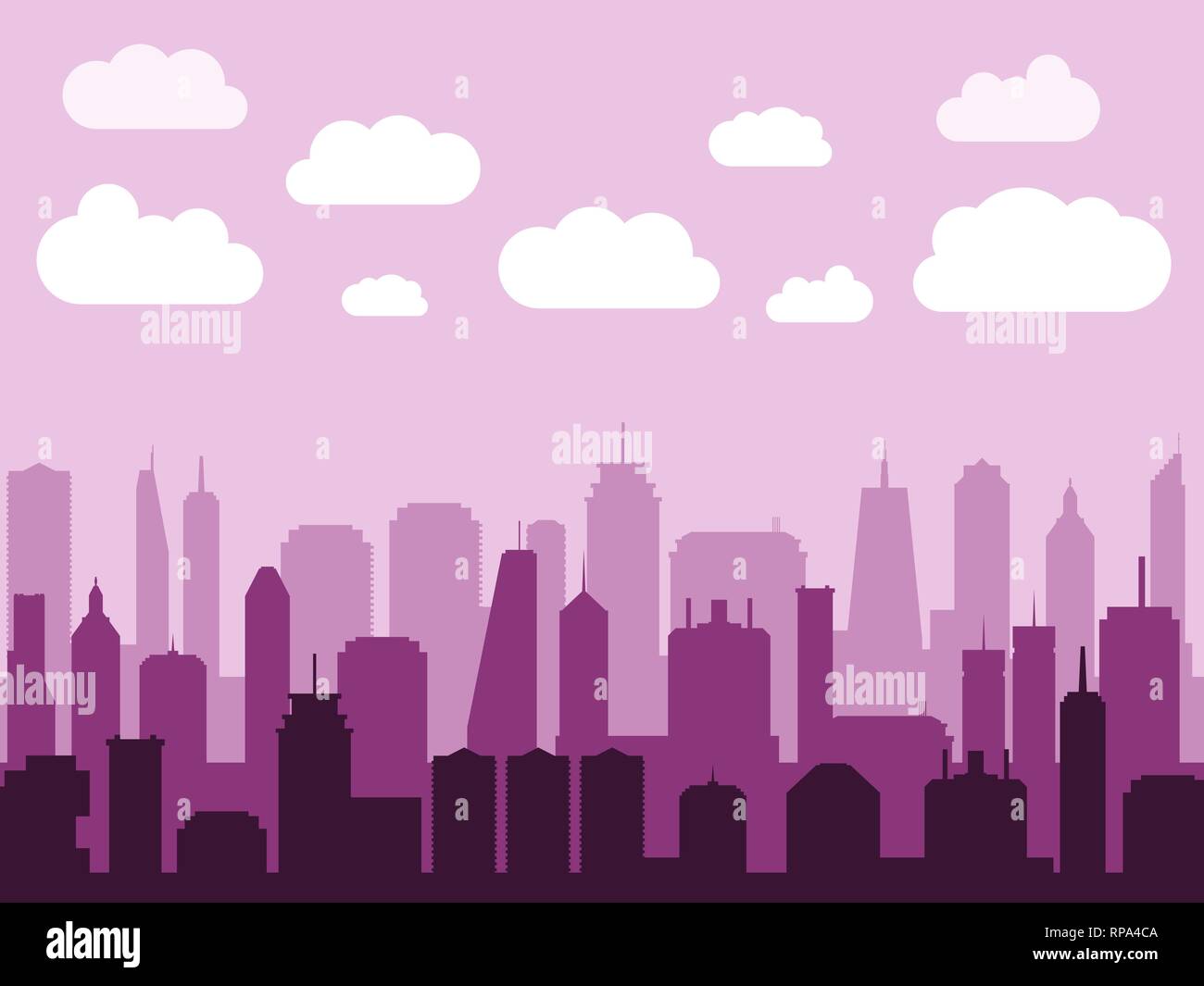 Skyline della città silhouette vettore. Urbano moderno cityscape illustrazione. Illustrazione Vettoriale