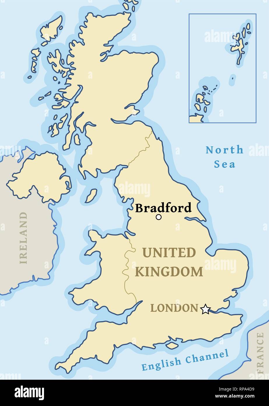Bradford mappa posizione - città segnata nel Regno Unito (UK mappa). Illustrazione Vettoriale. Illustrazione Vettoriale