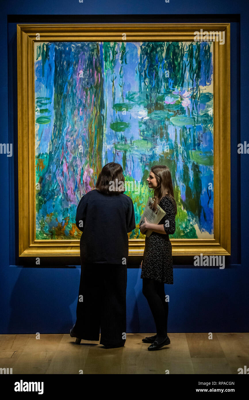 Londra, Regno Unito. Il 21 febbraio, 2019. Claude Monet (1840-1926), Saule pleureur et bassin aux nymphéas, est £40m+ - Christie's presenta una mostra di opere del suo imminente impressionista & Arte moderna e l'arte del surreale vendite che avrà luogo il 27 febbraio presso Christie's King Street. Credito: Guy Bell/Alamy Live News Foto Stock