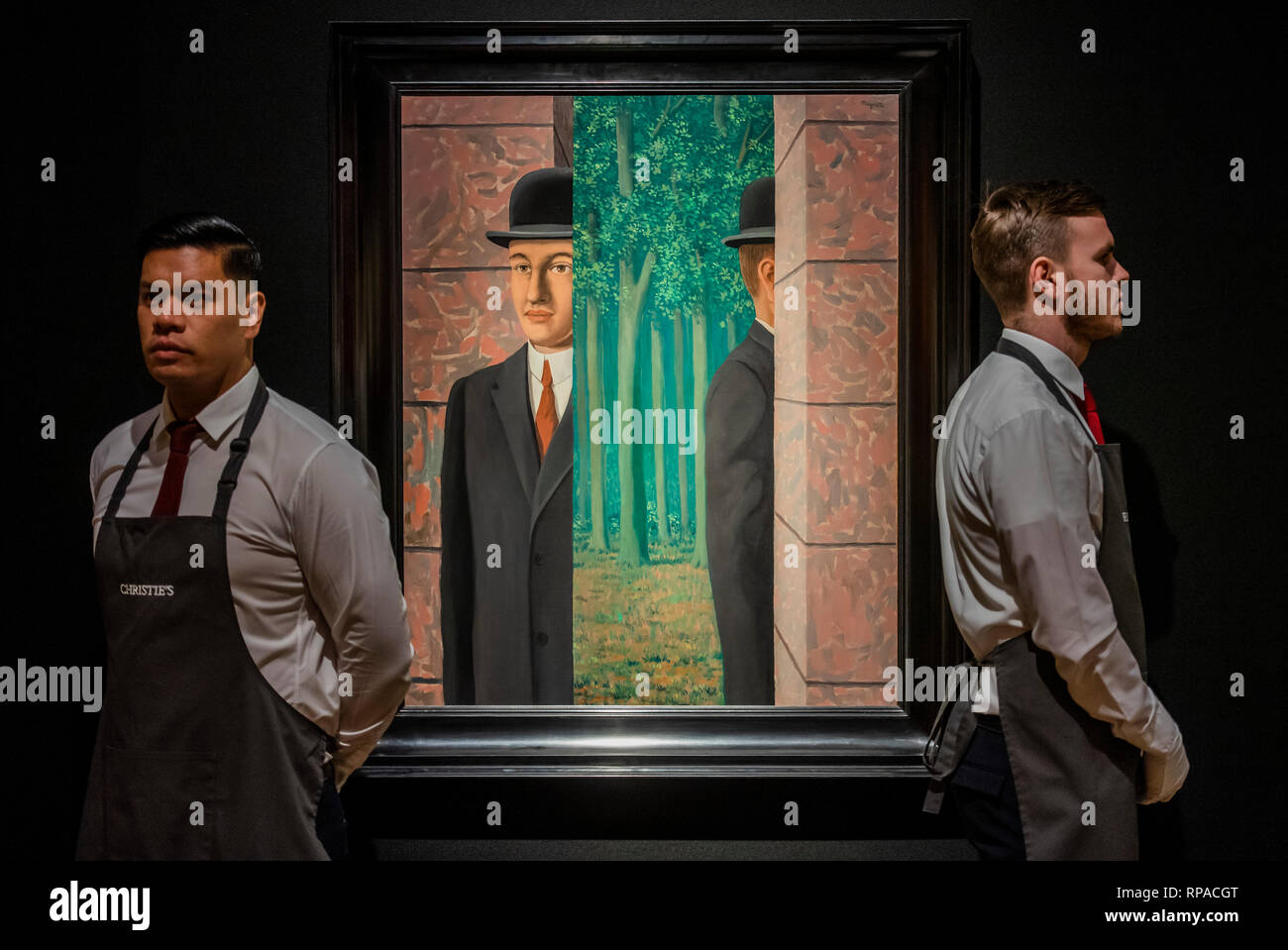 Londra, Regno Unito. Il 21 febbraio, 2019. René Magritte (1898-1967) Le lieu commun, est su richiesta - Christie's presenta una mostra di opere del suo imminente impressionista & Arte moderna e l'arte del surreale vendite che avrà luogo il 27 febbraio presso Christie's King Street. Credito: Guy Bell/Alamy Live News Foto Stock