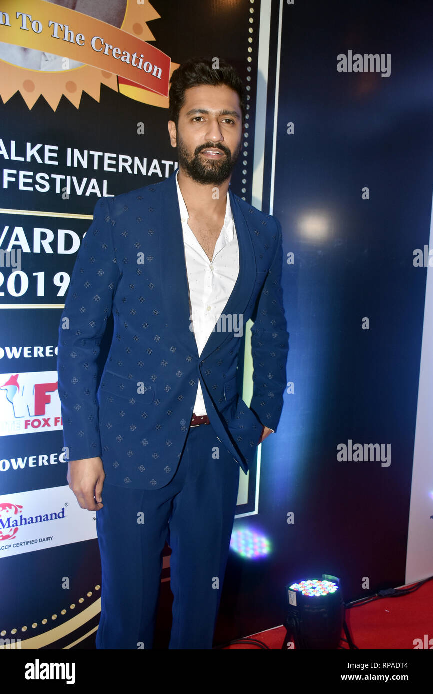 Attore Vicky Kaushal visto sul tappeto rosso di Dadasaheb Phalke International Film Festival Awards 2019 funzione in Mumbai. Foto Stock