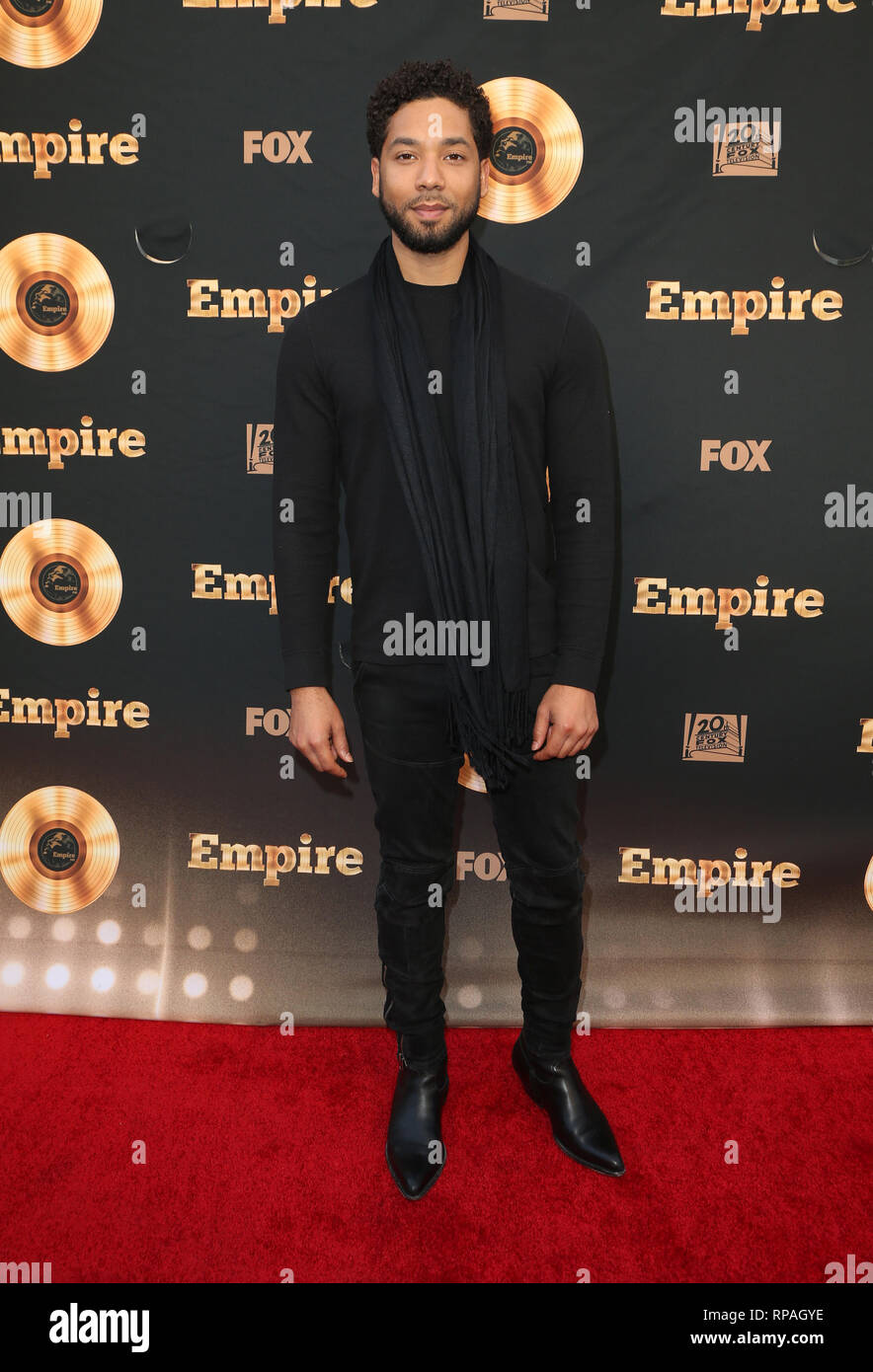 ***FILE FOTO*** Jussie Smollett arrestati per il crimine condotta disordinata per il deposito di un falso rapporto di polizia. Los Angeles, CA - Maggio 20 Jussie Smollett frequentando " Empire " FYC ATAS evento presso Skybar a Zanuck Theatre al ventesimo secolo Fox partita il 20 maggio 2016. Credito: RTNSadou/MediaPunch Foto Stock