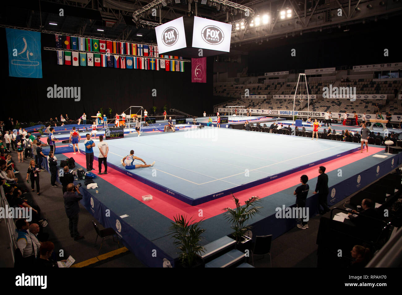 Melbourne, Victoria, Australia. 21 feb 2019. Gymnastics World Cup - GIORNO Una qualifica - 21 Febbraio 2019 - Melbourne Arena, Melbourne, Victoria, Australia. Credito: Brett keating/Alamy Live News Foto Stock