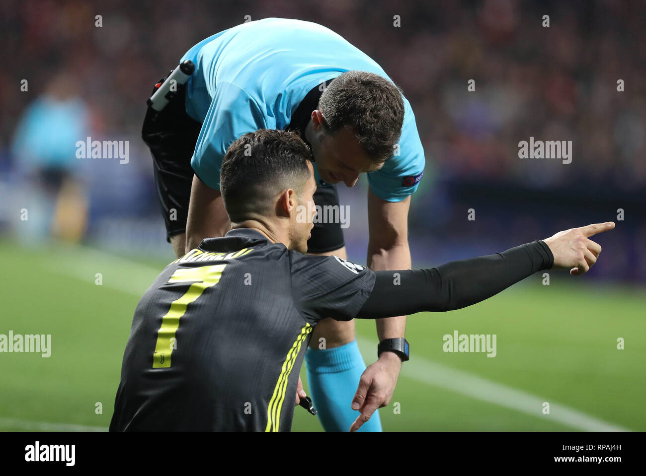 Madrid, Spagna. Xx Febbraio 2019. Cristiano Ronaldo del Real Madrid durante la UEFA Champions League, round di 16, 1° gamba partita di calcio tra Atlético de Madrid e la Juventus il 20 febbraio 2019 a Wanda metropolitano stadium di Madrid in Spagna - Photo Laurent Lairys/DPPI Credito: Laurent Lairys/Agence Locevaphotos/Alamy Live News Foto Stock