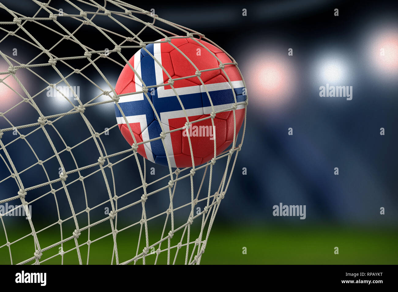 Soccerball con bandiera in net Foto Stock
