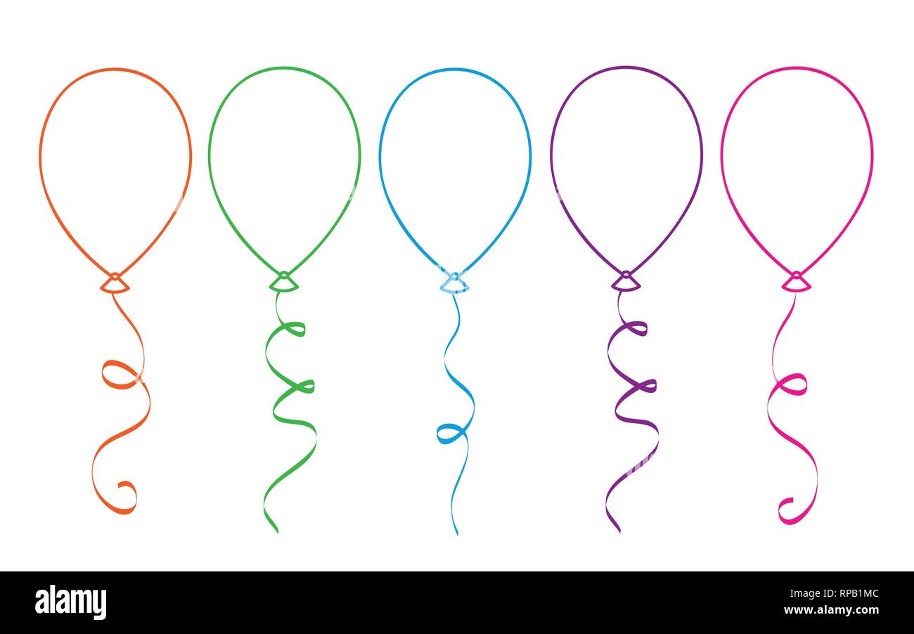 Palloncini colorati per il libro da colorare isolati su sfondo bianco illustrazione vettoriale EPS10 Illustrazione Vettoriale