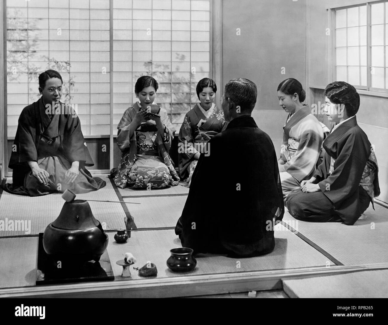 Il Giappone, la cerimonia del tè, 1930-40 Foto Stock
