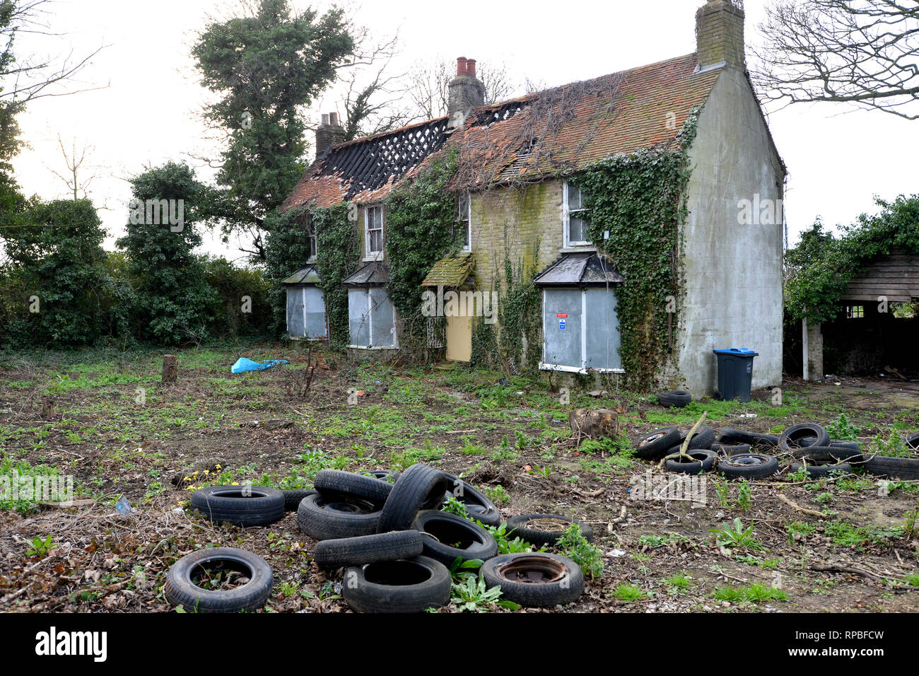 Costruzioni abbandonate in bisogno di un rinnovo, Thanet, Kent Foto Stock