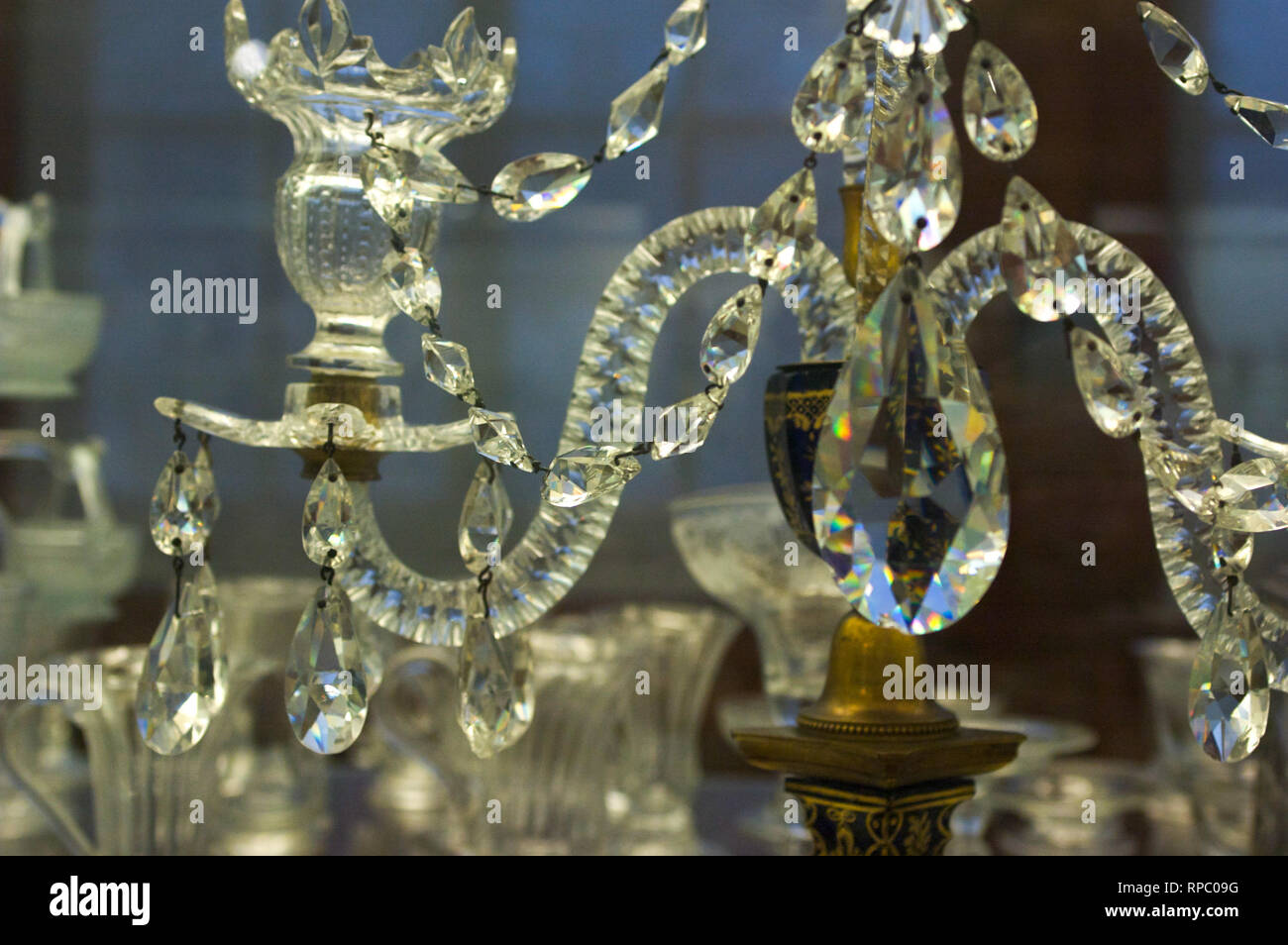 Dettaglio lampadario di cristallo Foto Stock
