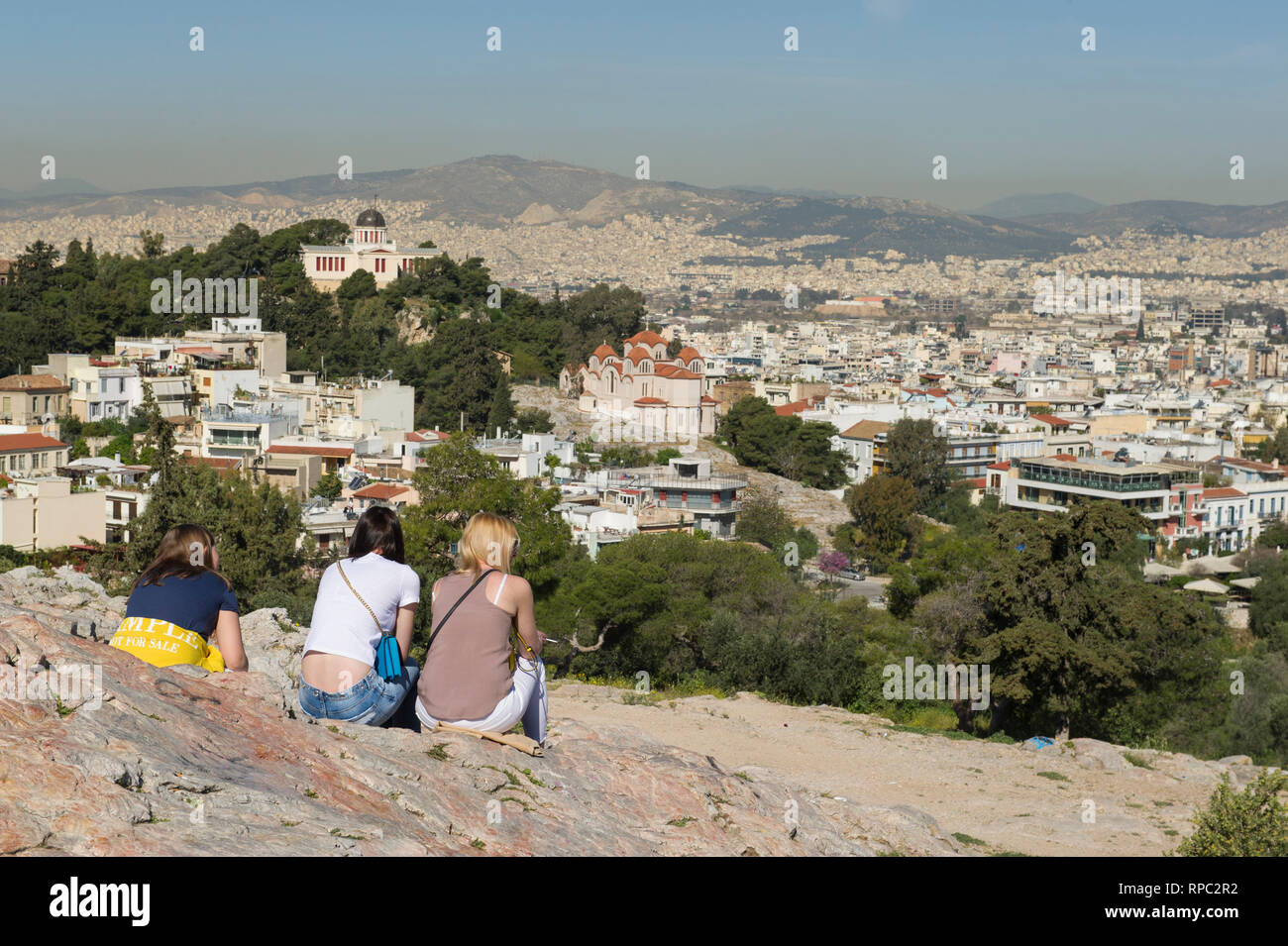 Vista dal l'Acropoli di Atene Foto Stock