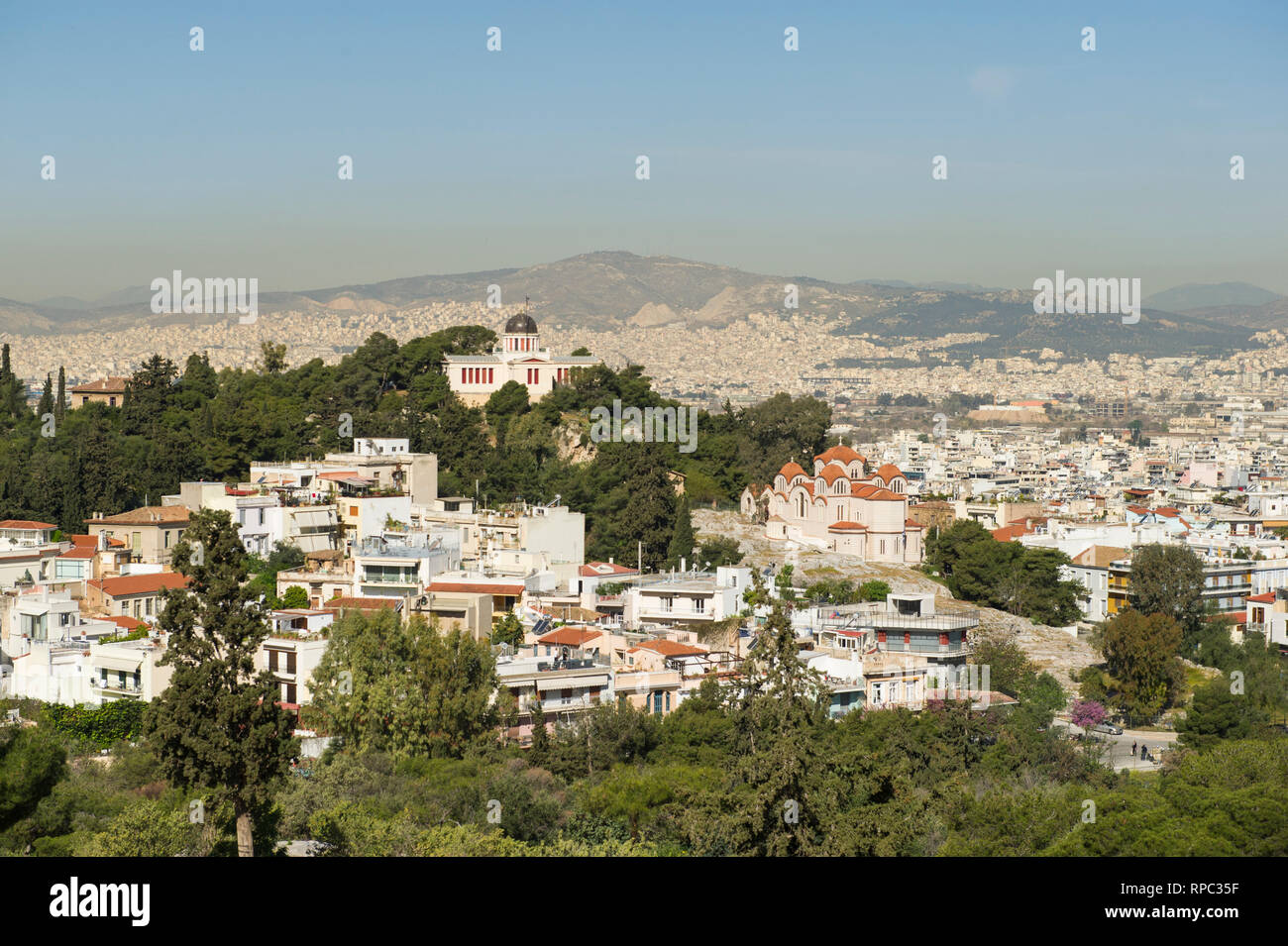 Vista dal l'Acropoli di Atene Foto Stock