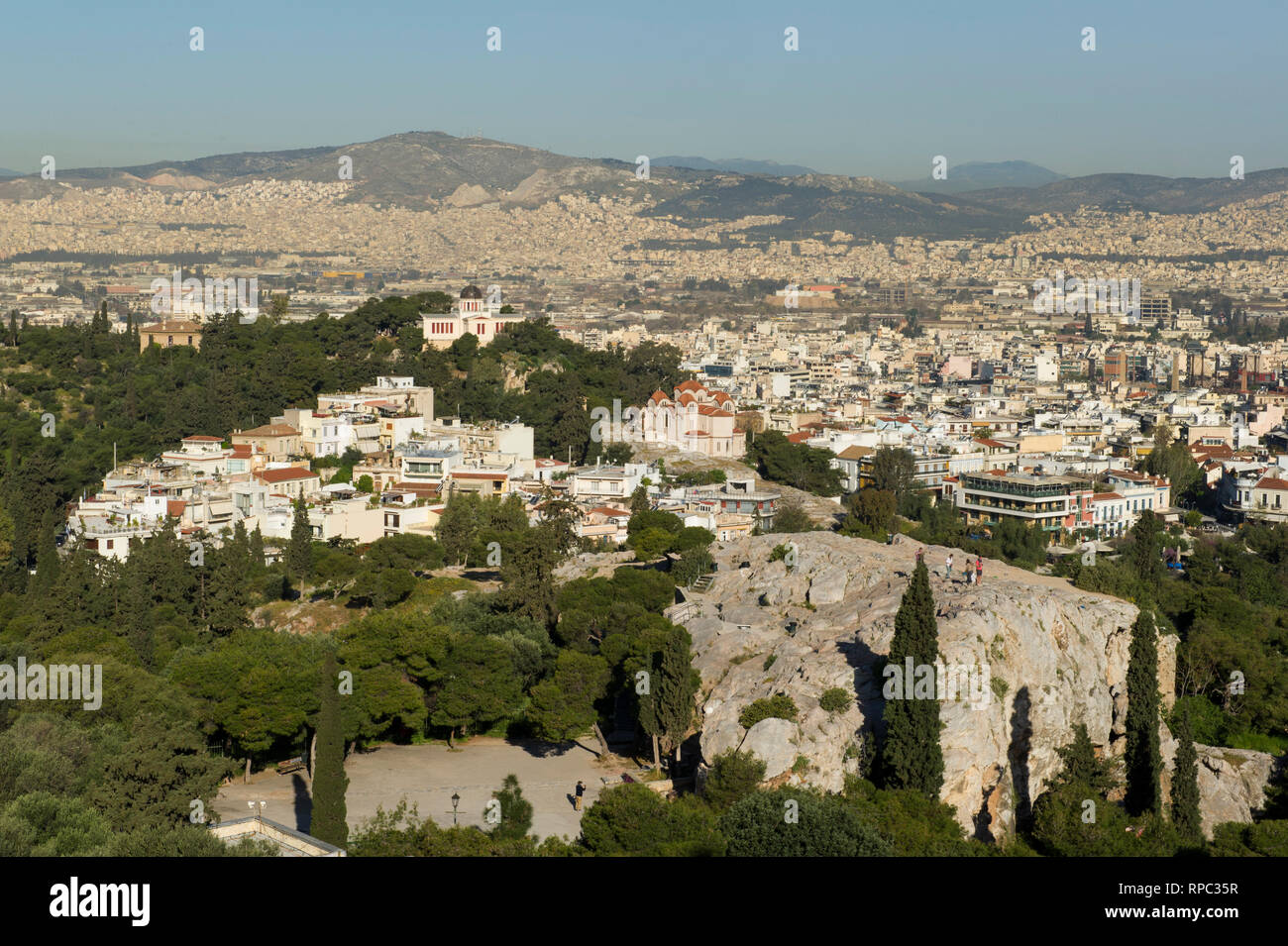 Vista dall'Acropoli di Atene Foto Stock