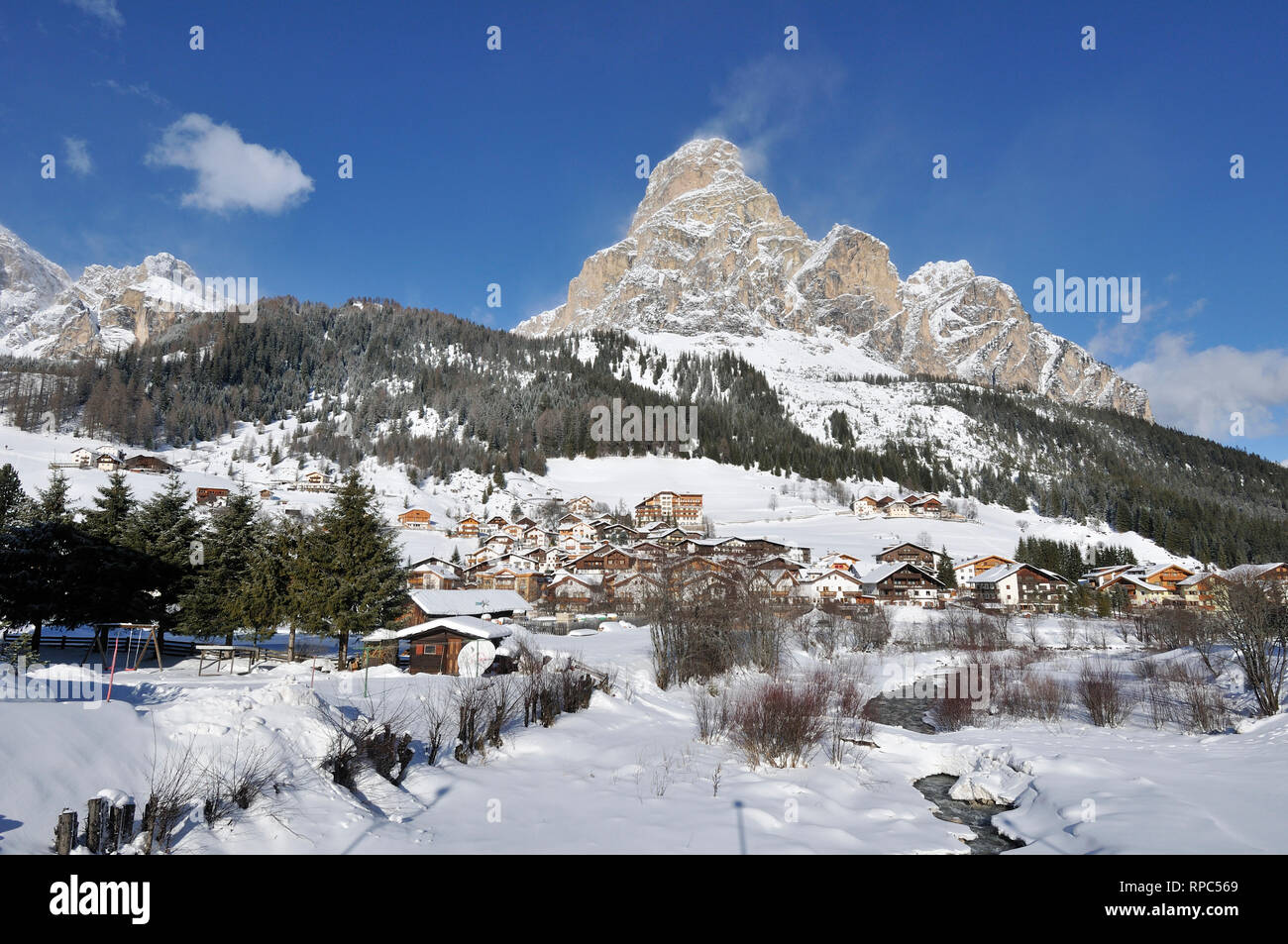 Corvara in Badia. Trentino Alto Adige. L'Italia. Montagna Sassongher. Foto Stock